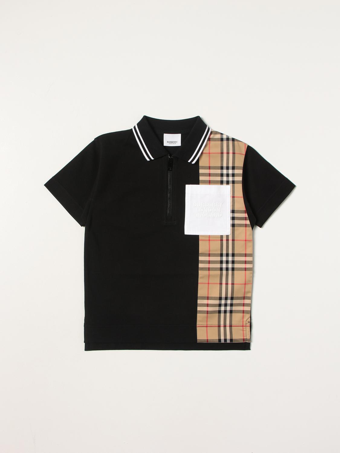 BURBERRY: Matthew cotton polo t-shirt Black Burberry polo
