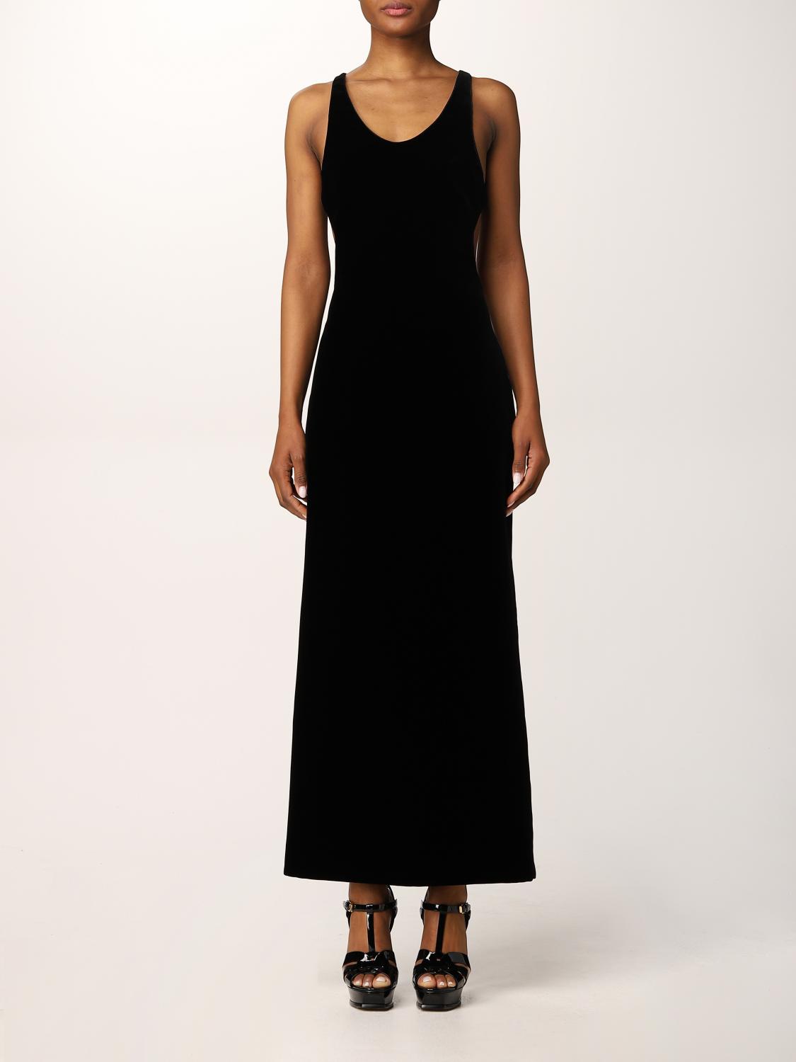 ワンピース SAINT LAURENT ABITO LUNGO A TUBINO IN MISTO LANA Abito lungo in maglia in Nero - Saint Laurent | Mytheresa