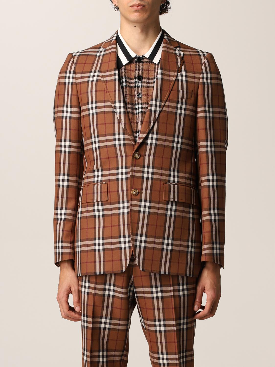 BURBERRY: Blazer English in lana tartan Marrone Blazer
