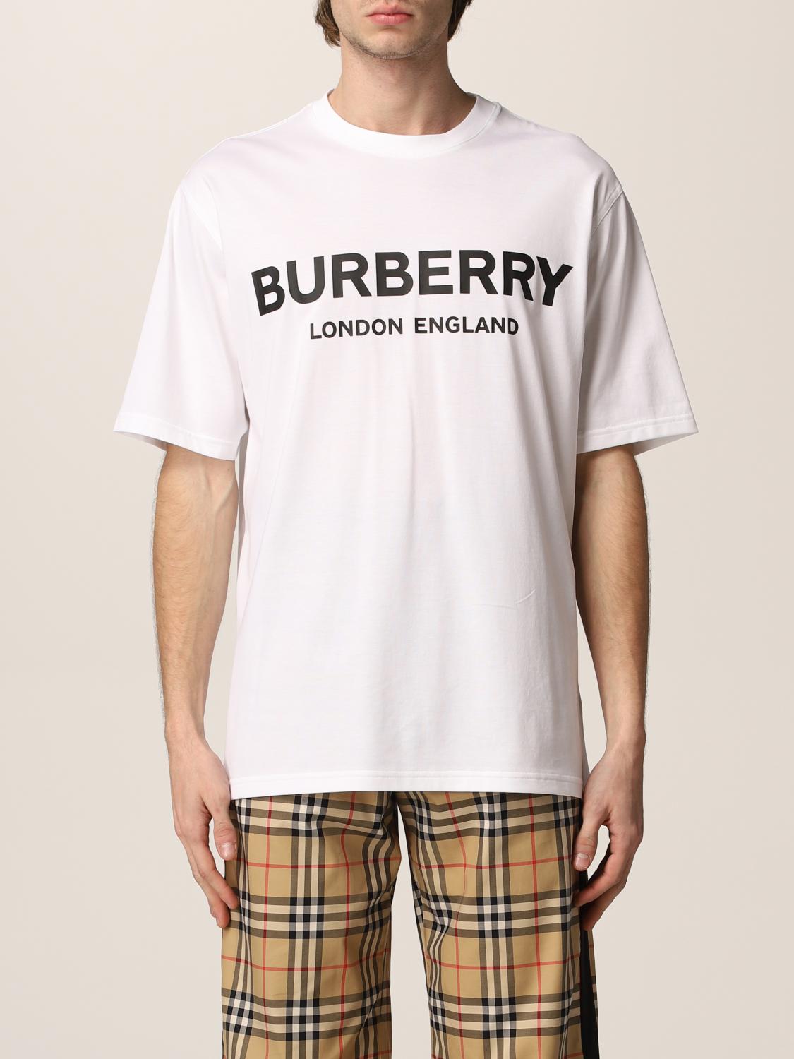 BURBERRY: cotton t-shirt with logo - White | Burberry t
