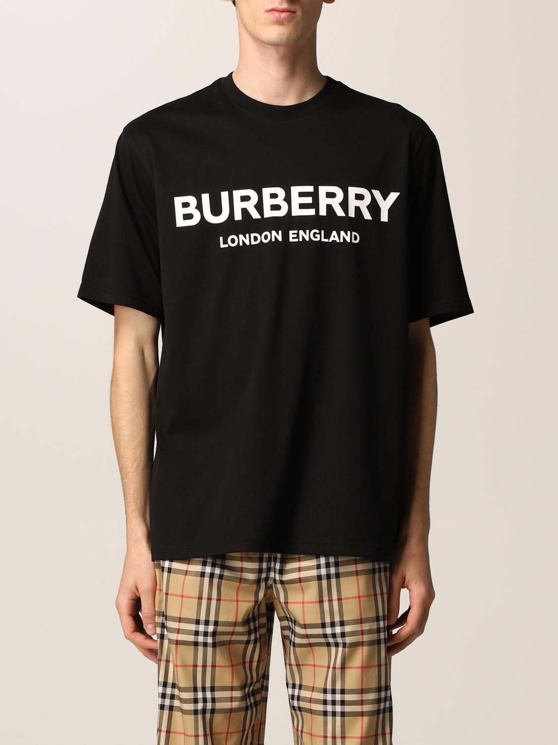 BURBERRY: cotton t-shirt with logo - Black | Burberry t