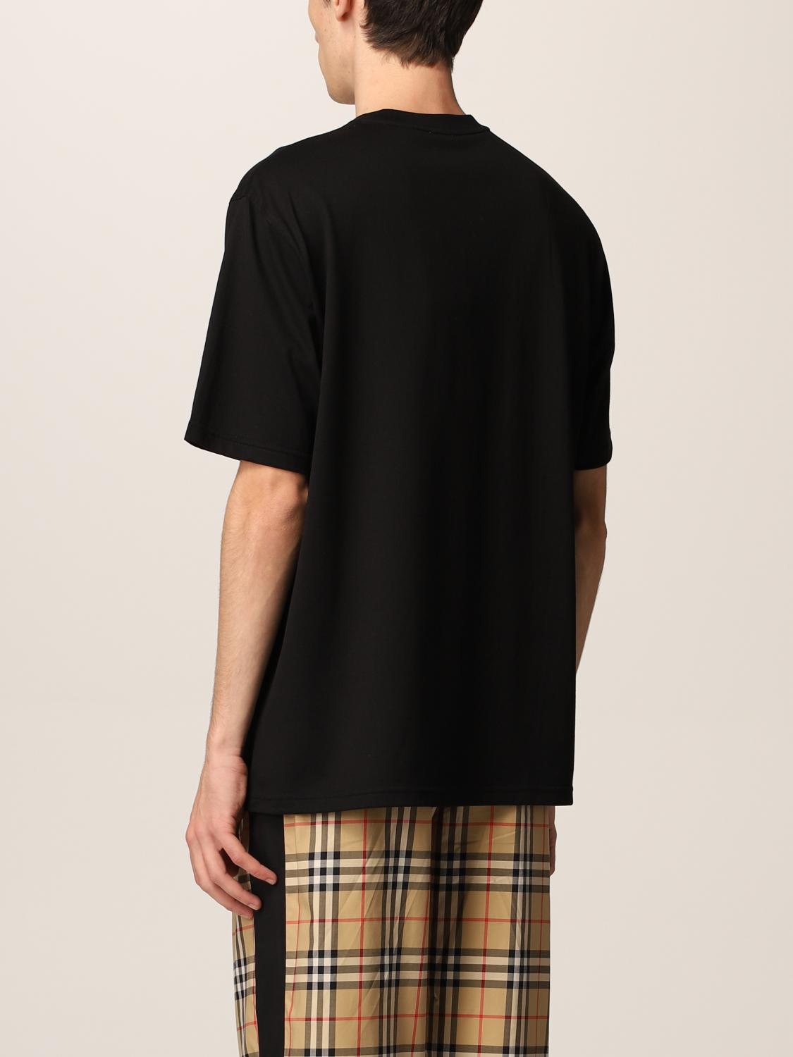 BURBERRY: cotton t-shirt with logo - Black | Burberry t
