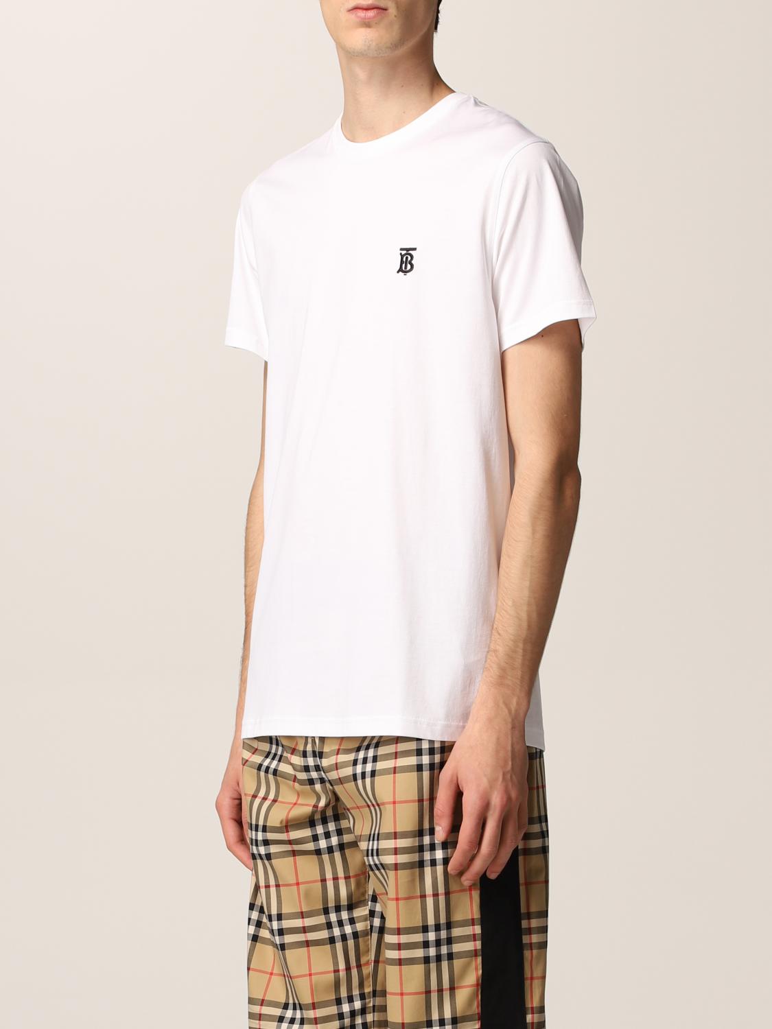 BURBERRY: Parker cotton t-shirti with TB monogram - White