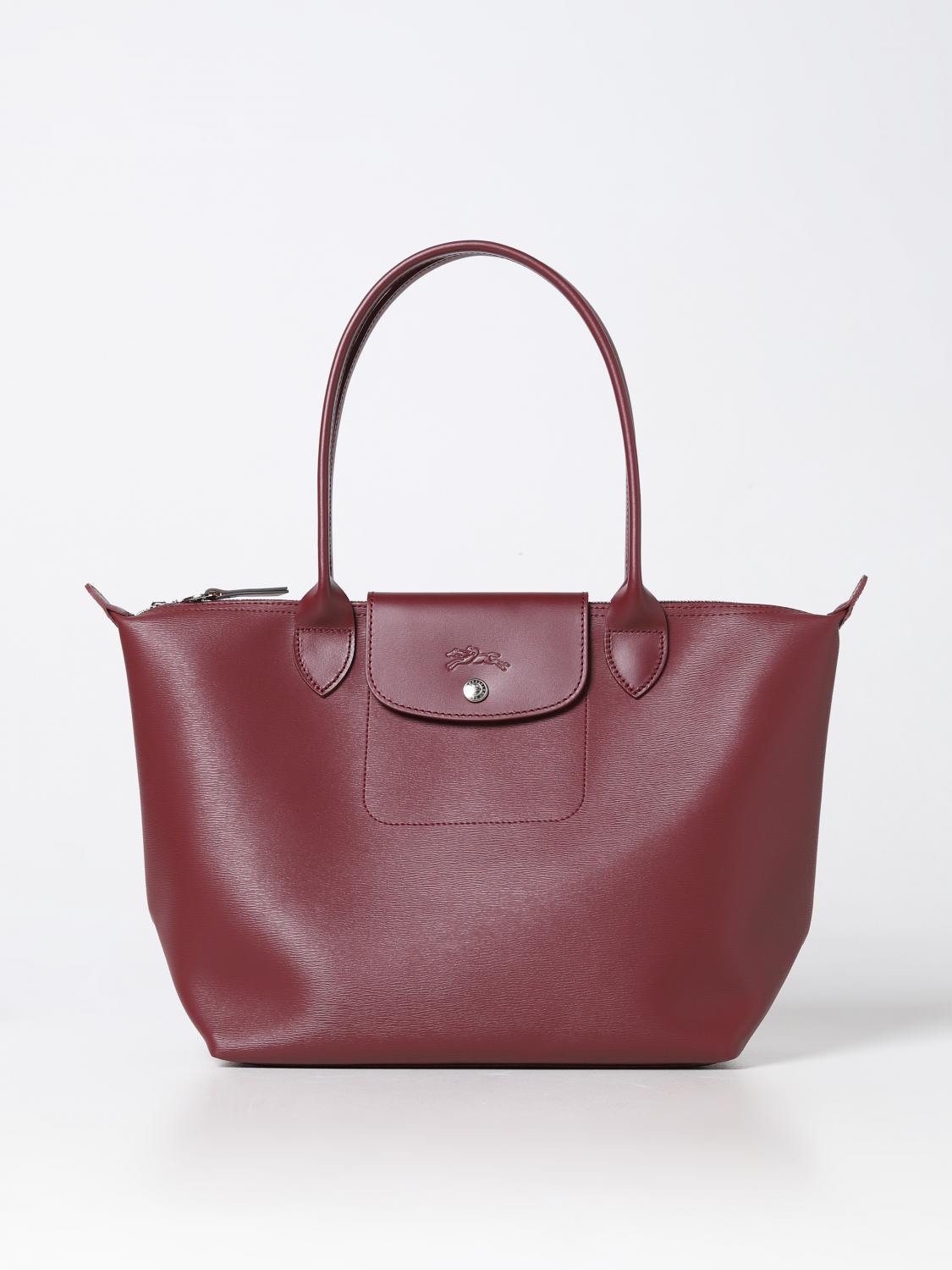 LONGCHAMP Le Pliage City leather and fabric bag Burgundy Longchamp shoulder bag L2605HYQ online at GIGLIO.COM