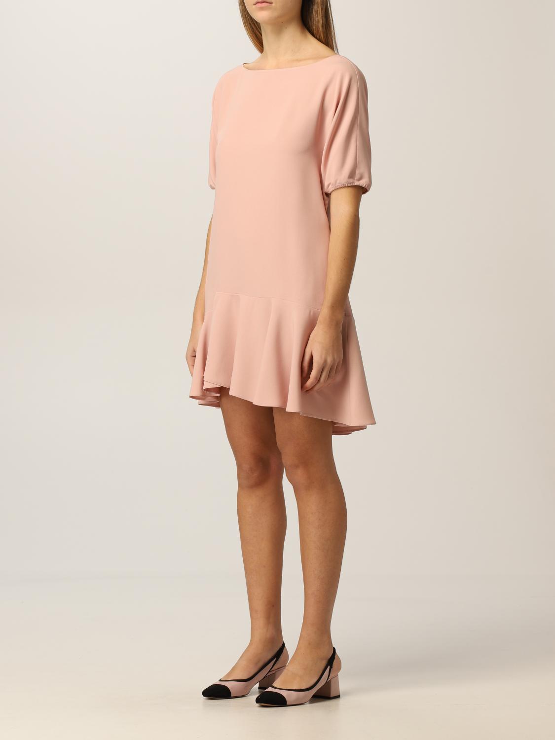 pink red valentino dress RED Valentino Pink Taffeta Ruffle Hem Tie Detail Shift Dress M RED Valentino