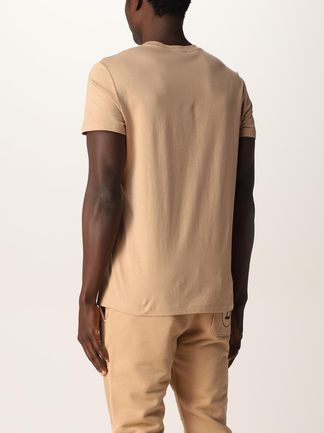 BALMAIN: cotton t-shirt with logo - Nude | Balmain t-shirt XH1EF000BB23  online at GIGLIO.COM
