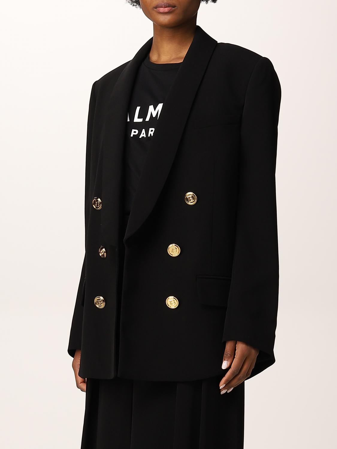 BALMAIN: viscose double breasted blazer - Black | Balmain