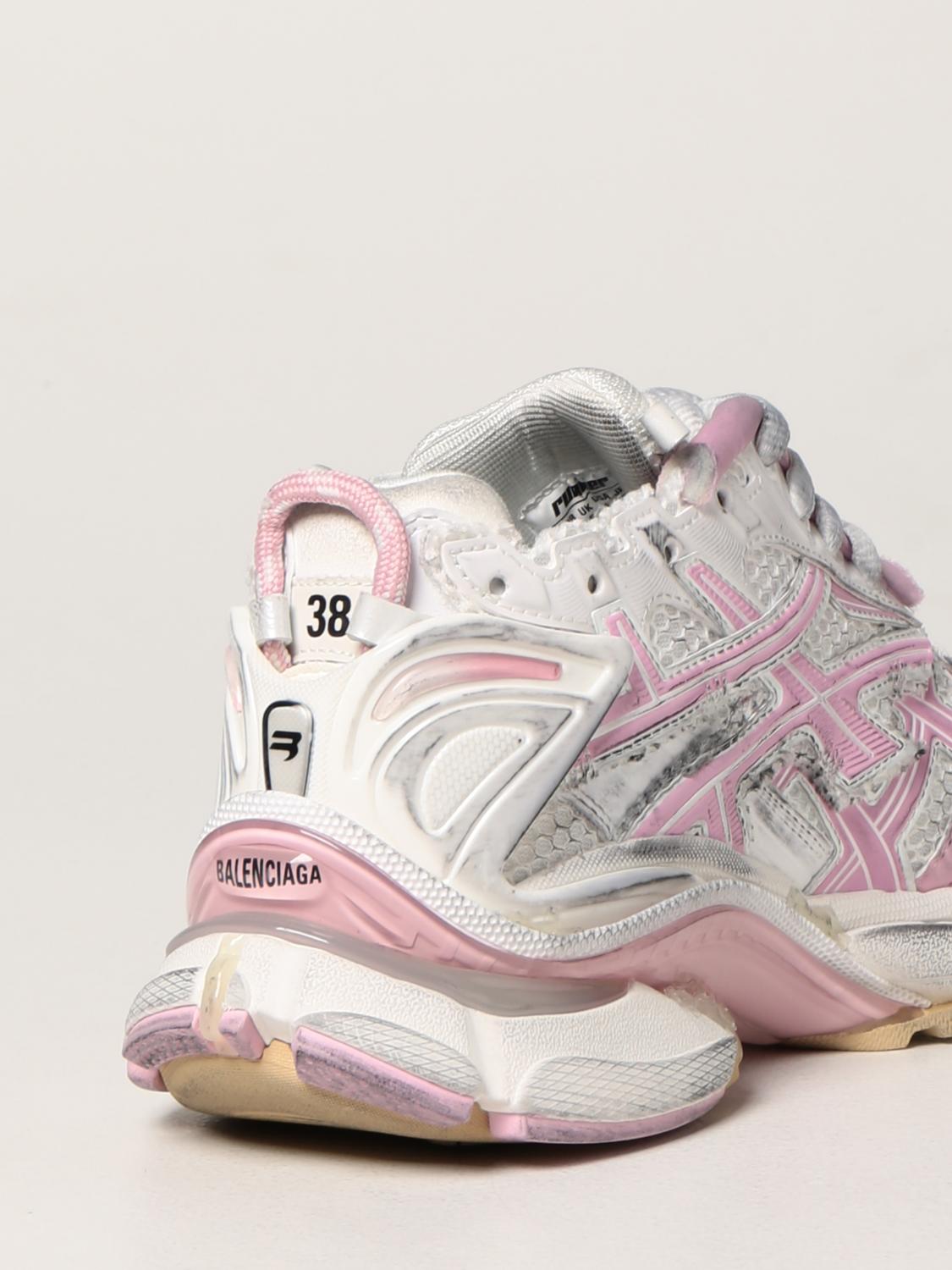 BALENCIAGA: Sneakers Runner in mesh e nylon usured Rosa