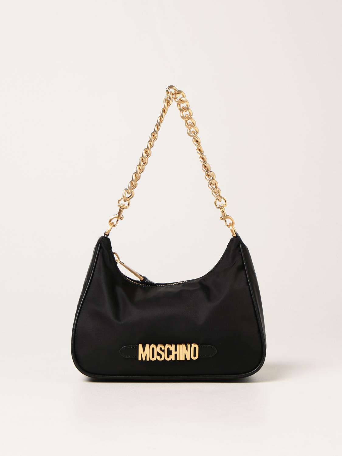 バッグ・カバンその他 MOSCHINO COUTURE MOSCHINO COUTURE Black tote Bag, Gold Moschino Logo, Zip Top