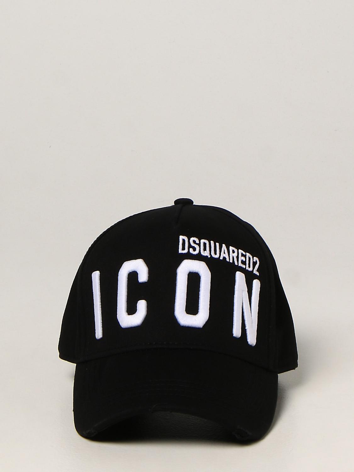 DSQUARED2 CAPPELLO: Cappello Icon Dsquared2 in cotone con logo ricamato , Nero - Img 2