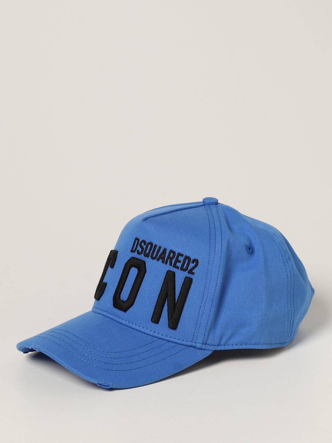 DSQUARED2 CAPPELLO: Cappello Icon Dsquared2 in cotone con logo ricamato , Cielo - Img 1