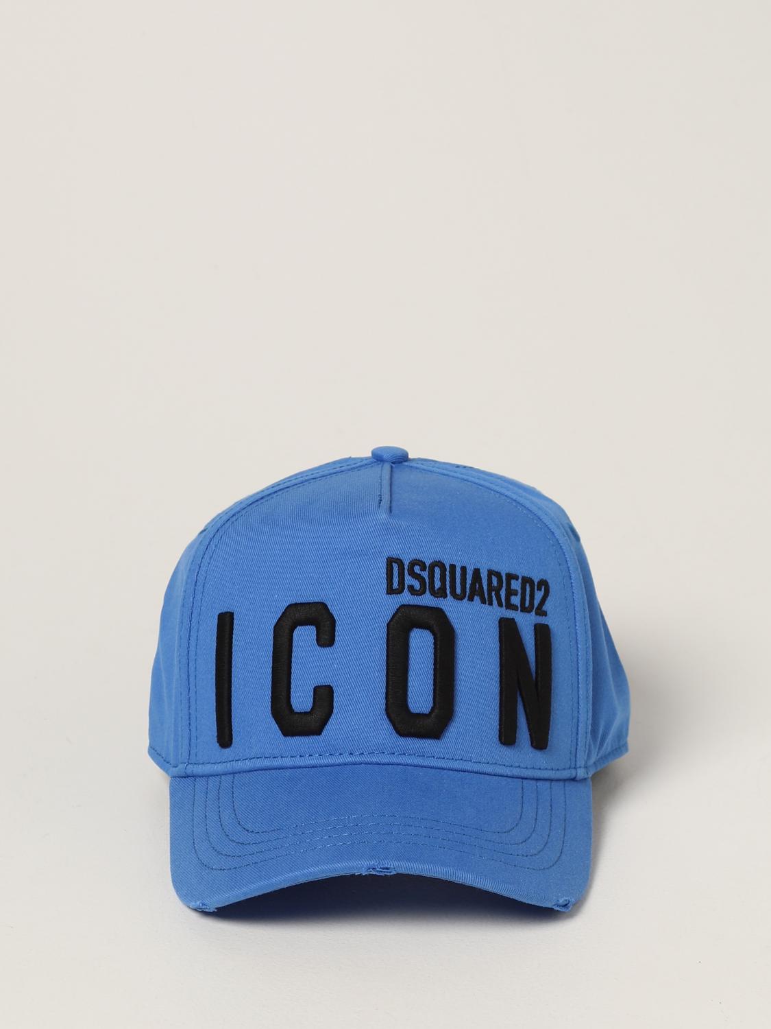 DSQUARED2 CAPPELLO: Cappello Icon Dsquared2 in cotone con logo ricamato , Cielo - Img 2