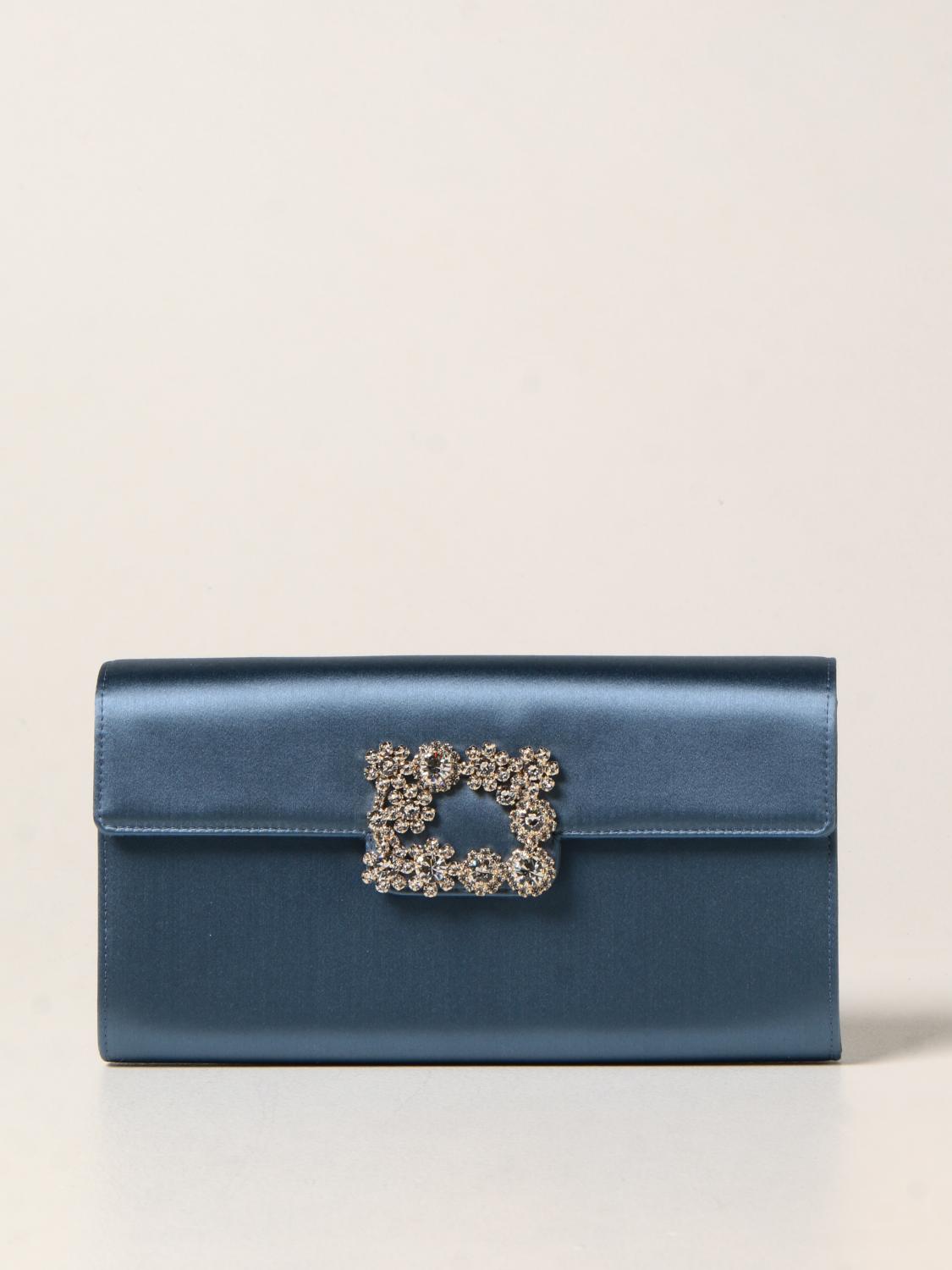 ROGER VIVIER: Envelope Flap satin bag with crystal buckle