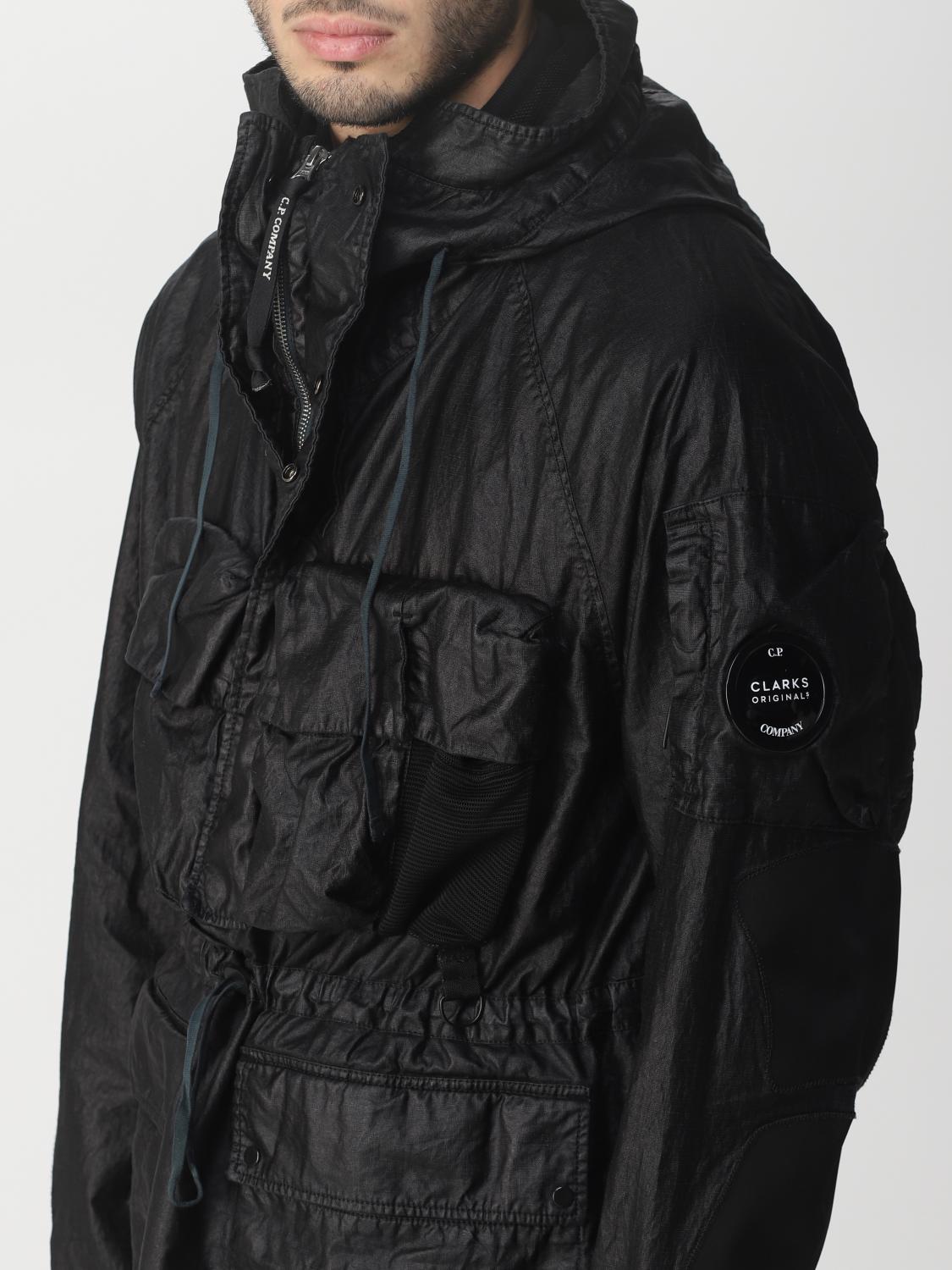 CLARKS X C.P. COMPANY: parka in linen wax and rubber - Black