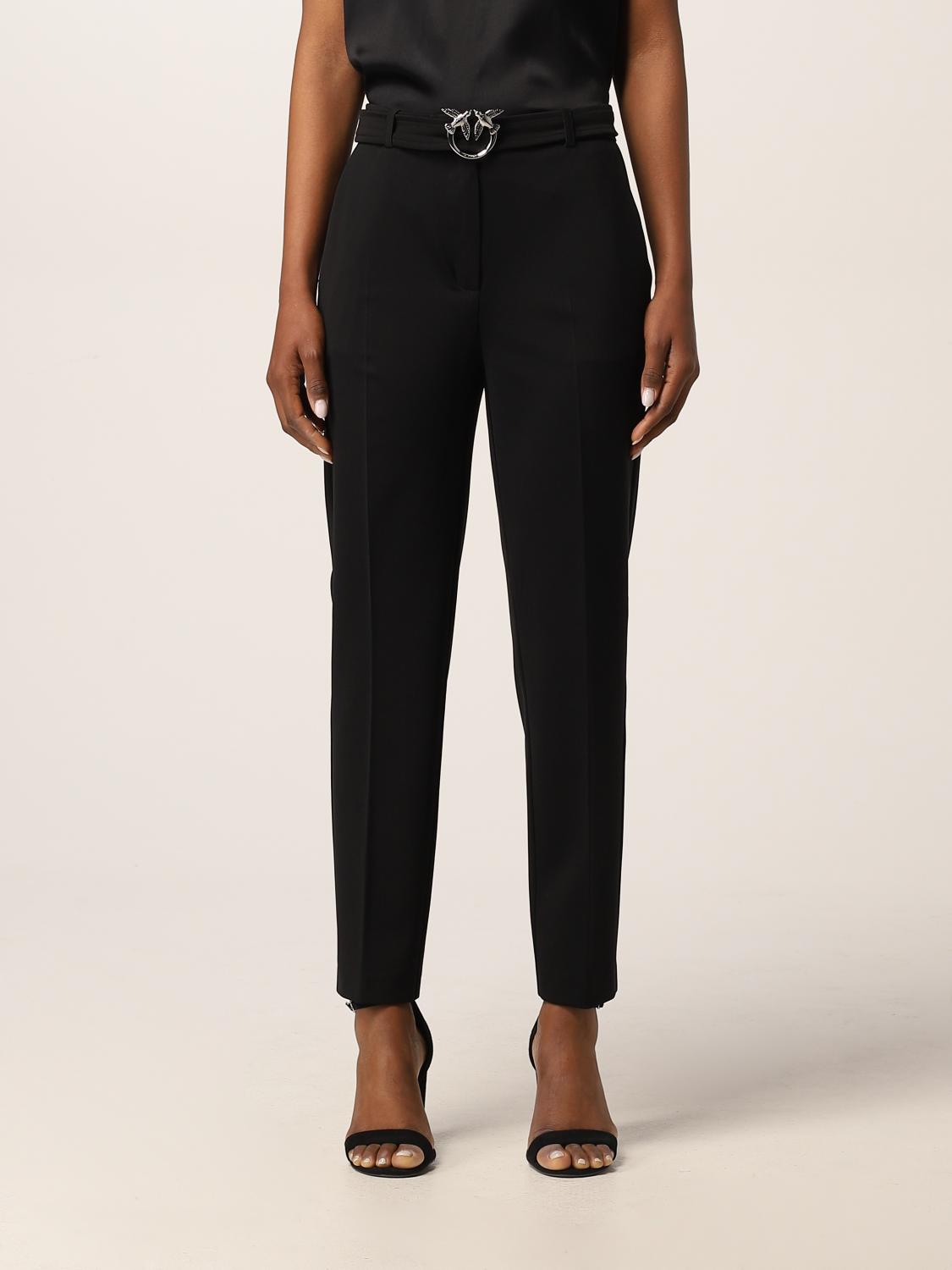 Pinko pantaloni palazzo Cedro con cintina gioiello nero main image 0