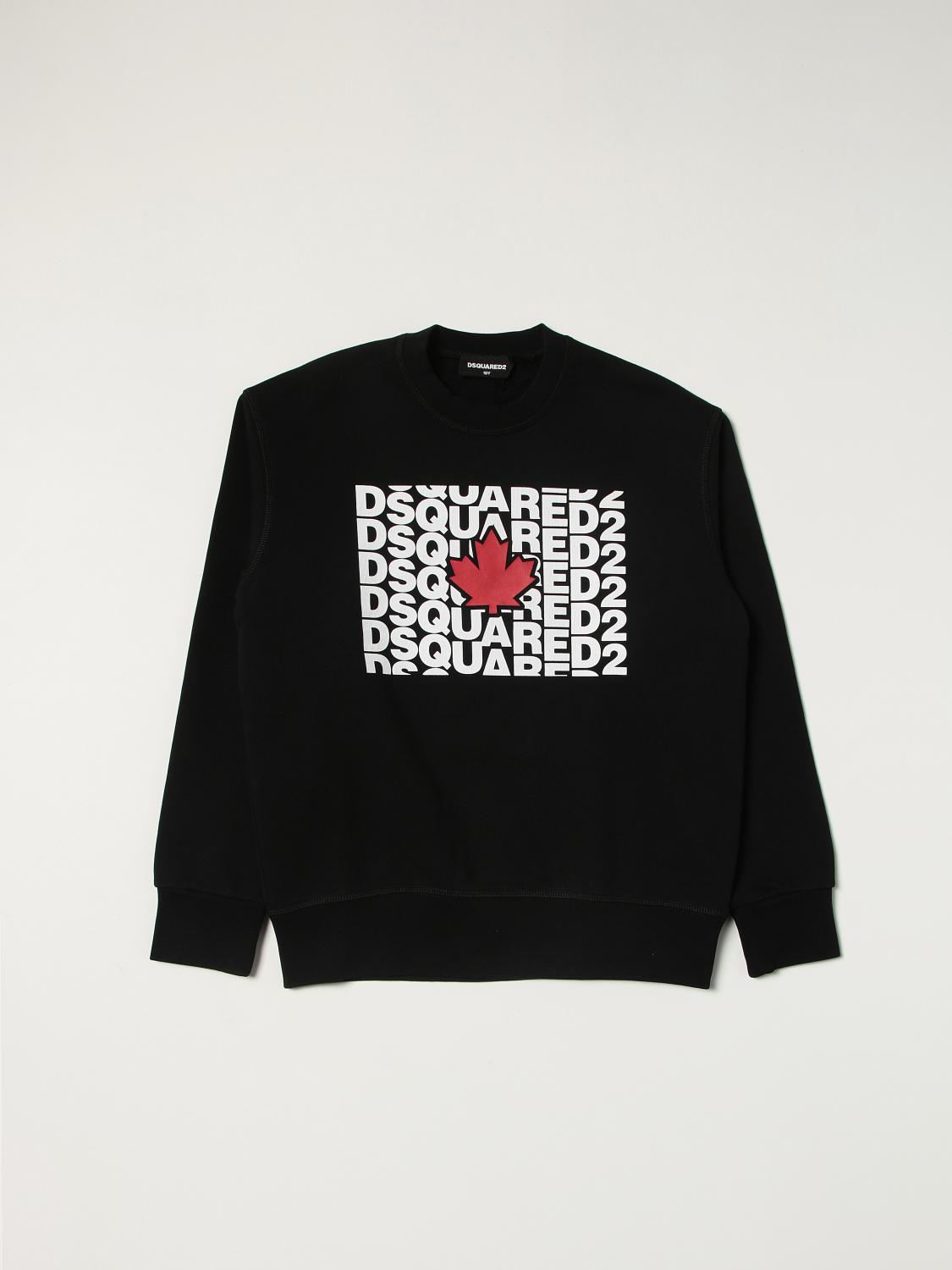 Dsquared2 Felpa girocollo in cotone con logo DQ3095 D0AC6
