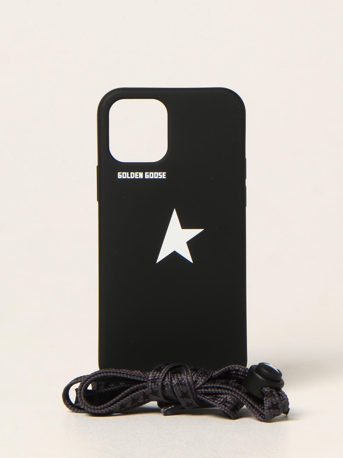 GOLDEN GOOSE: Cover iPhone 12/12 Pro Nero Accessori Tech