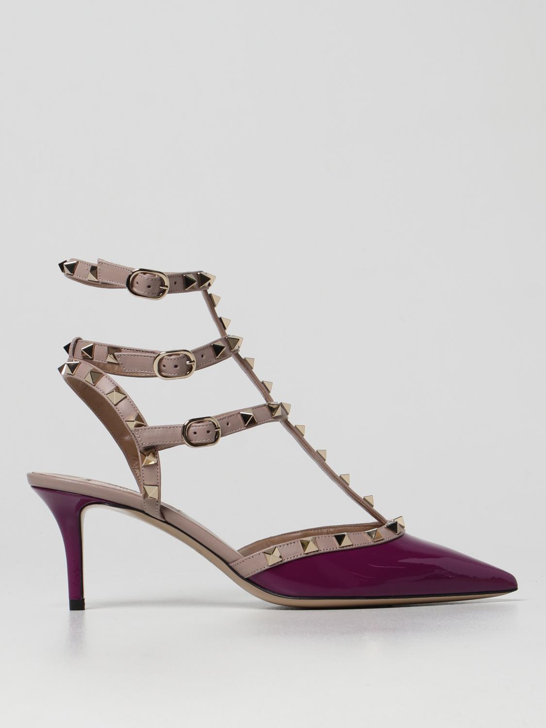 Purple Rockstud Patent Leather Pumps VALENTINO GARAVANI: Rockstud