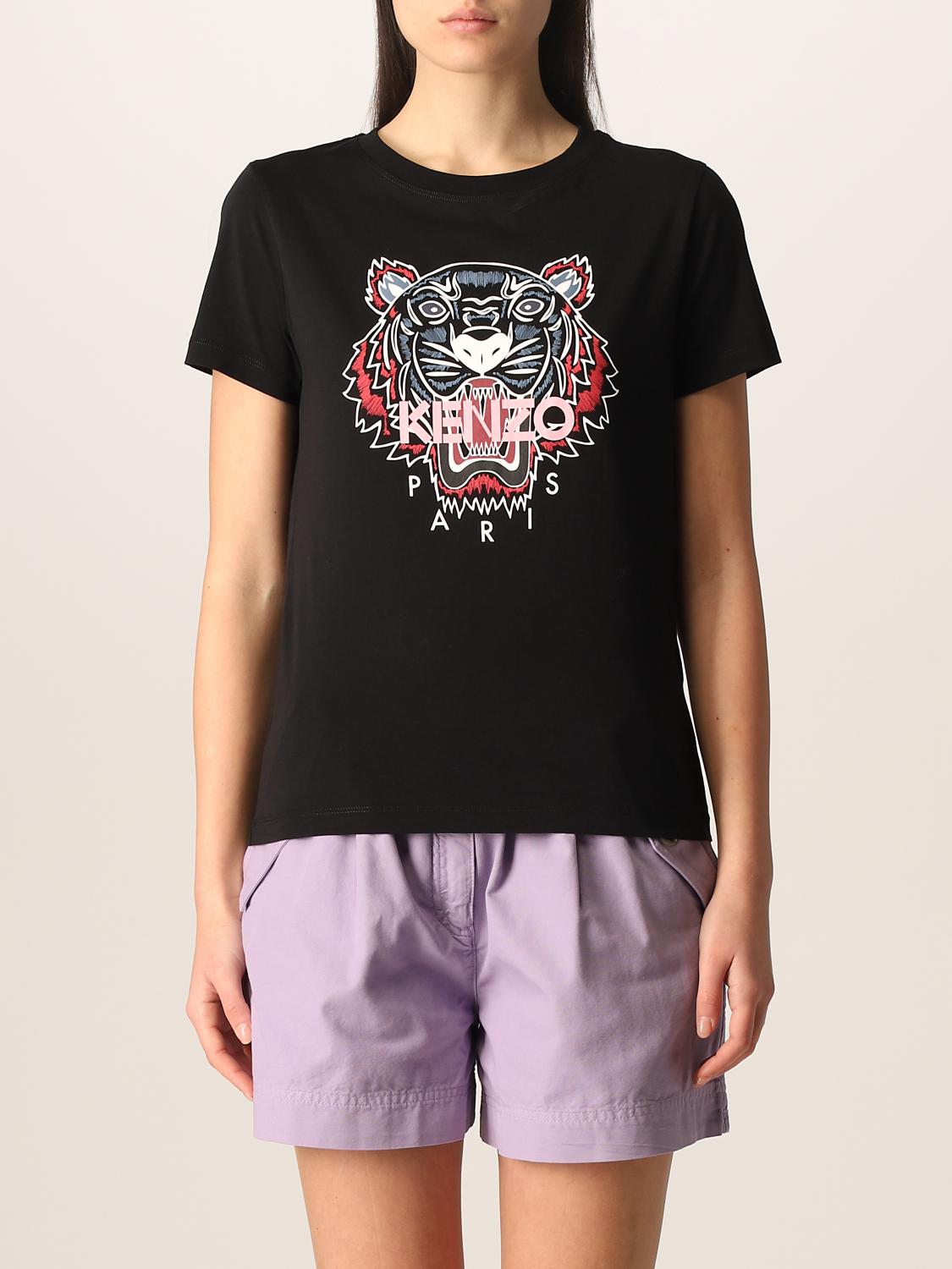 KENZO◆Tシャツ/XS/コットン/WHT/プリント/FC52TS8464YM KENZO: cotton T-shirt with Tiger - Black | Kenzo t-shirt