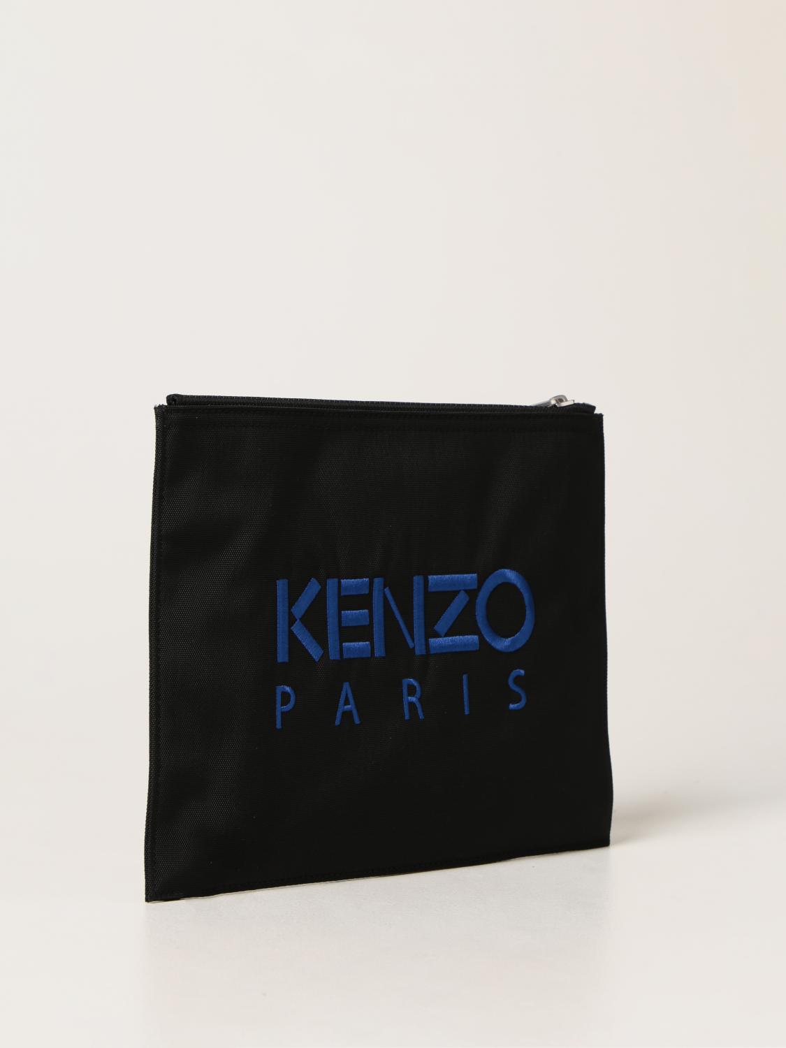 Kenzo pouch in technical canvas with embroidered tiger - Black