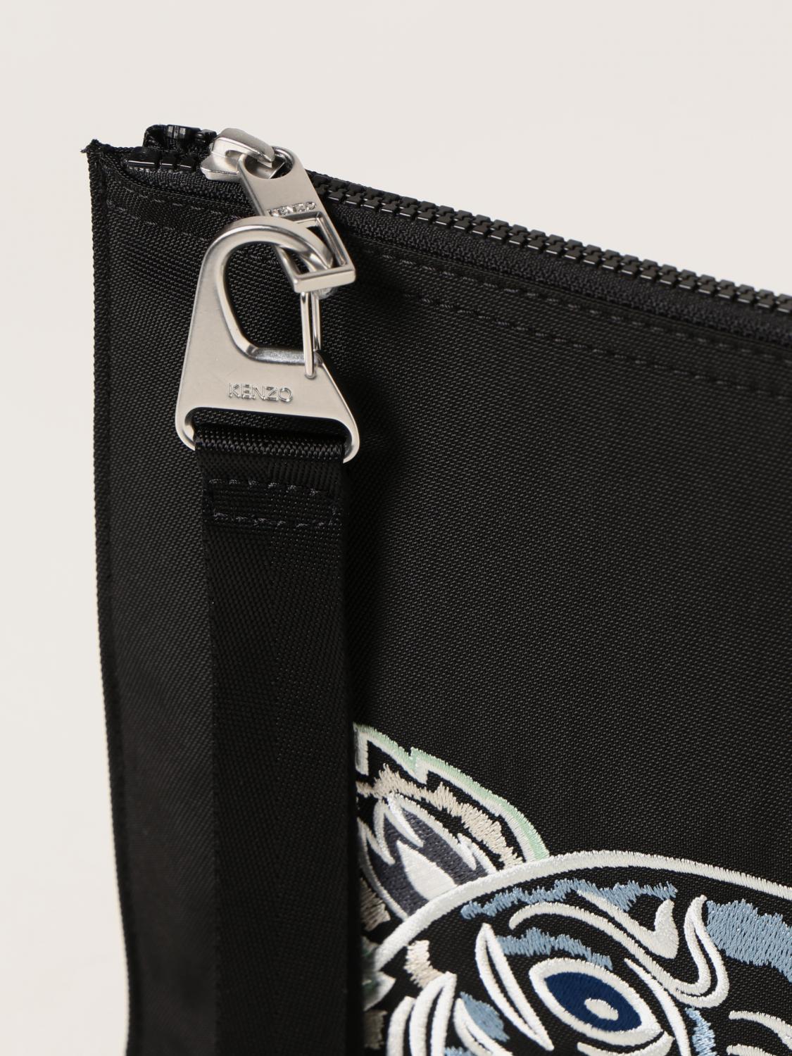 Kenzo pouch in technical canvas with embroidered tiger - Black