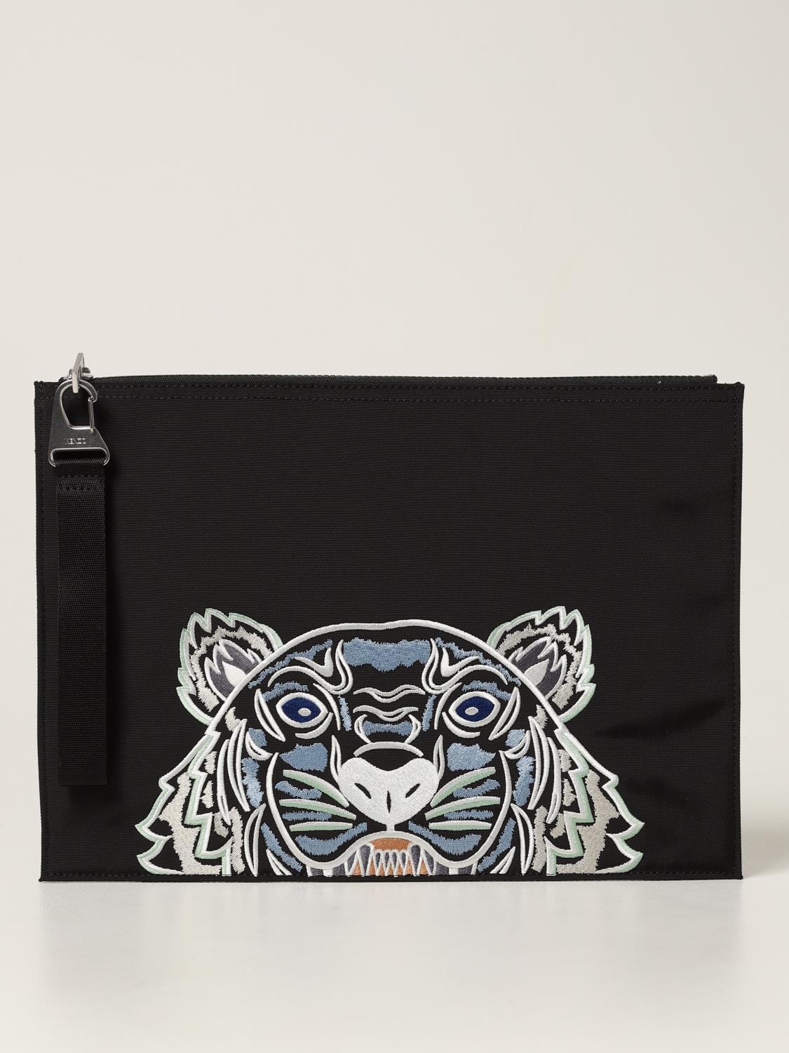 KENZO Pochette in tela tecnica con tigre ricamata Nero Portadocumenti Kenzo FA65PM322F20 online su GIGLIO.COM