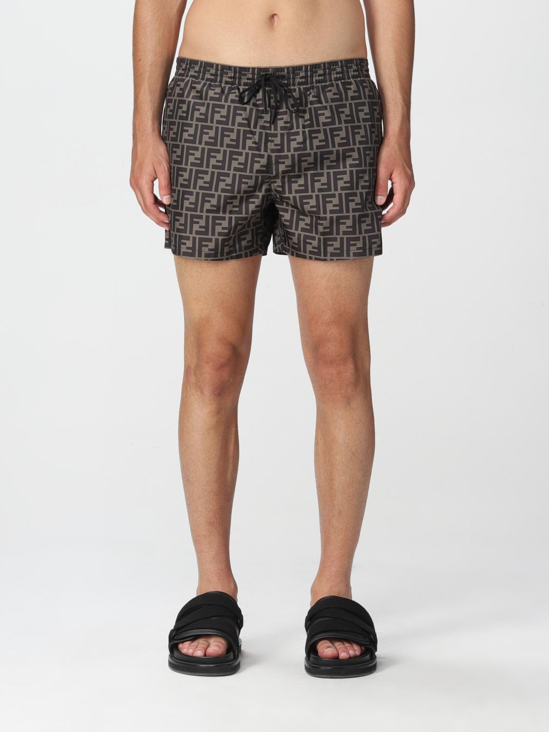 FENDI: swim shorts with FF logo Tobacco Fendi swimsuit FXB077