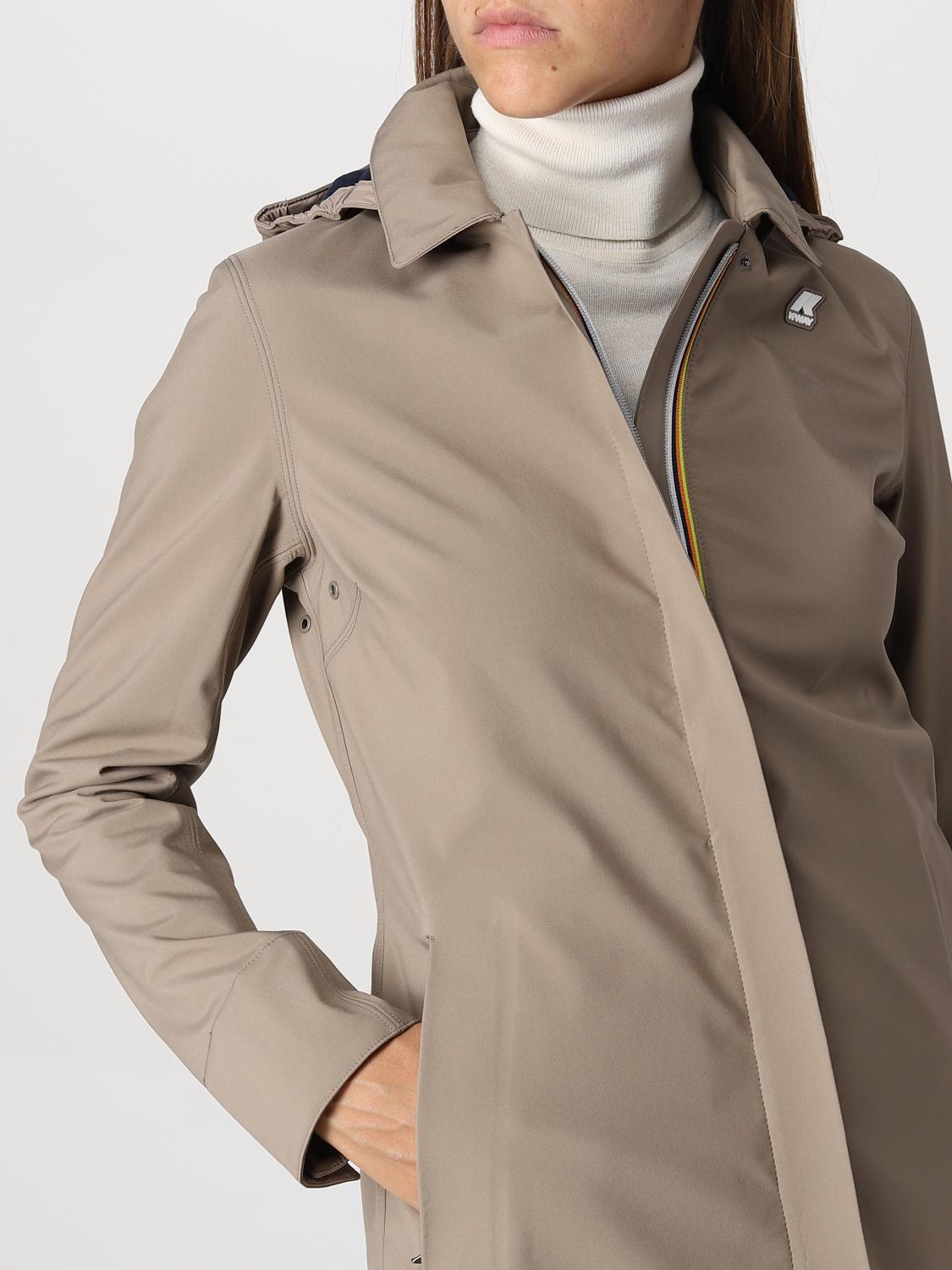 K-WAY CHAQUETA: Abrigo mujer K-way, Beige - Img 4