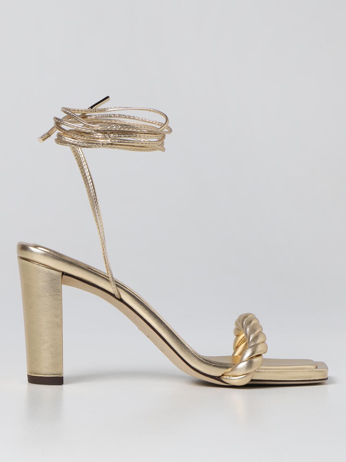 JIMMY CHOO: Diosa lamé leather sandals Gold Jimmy Choo heeled