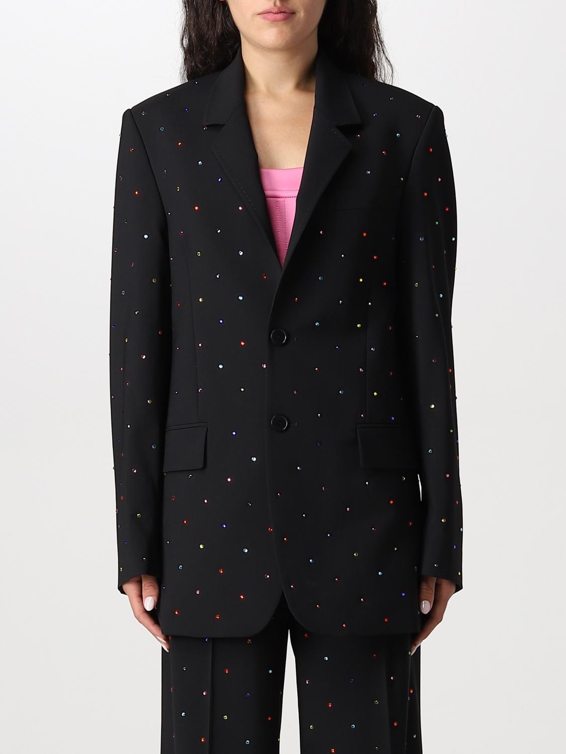 MSGM BLAZER: 2bottini micro strass multicolor, Nero - Img 1
