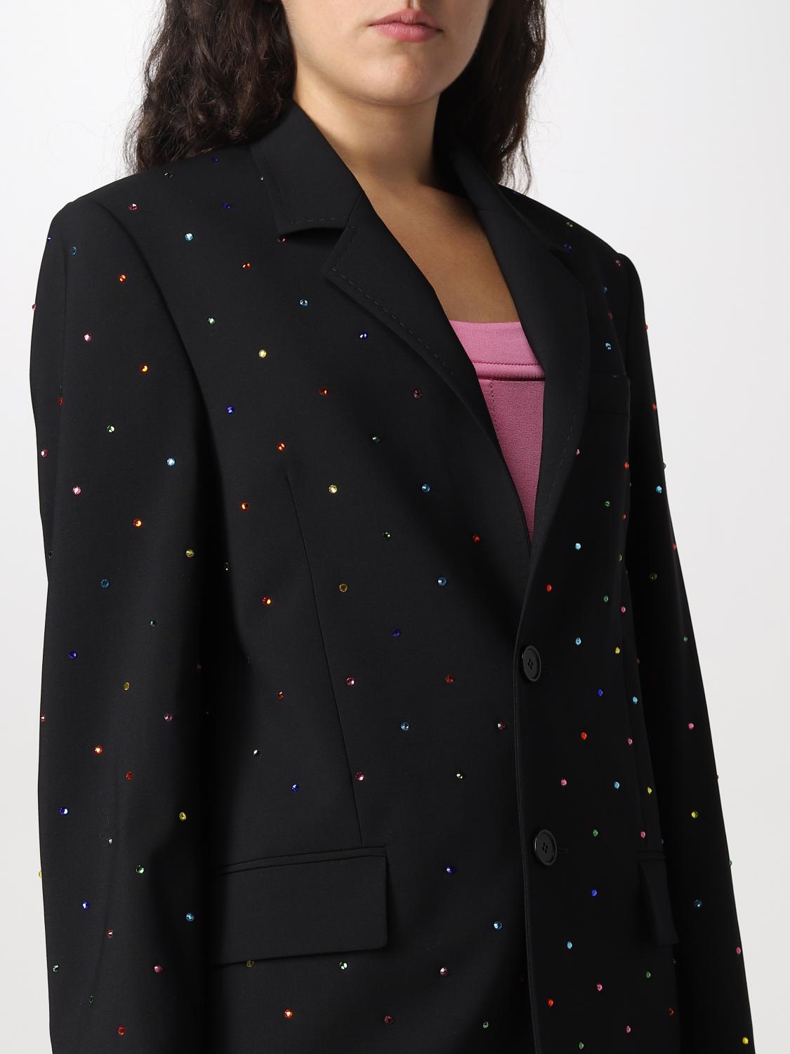 MSGM BLAZER: 2bottini micro strass multicolor, Nero - Img 5