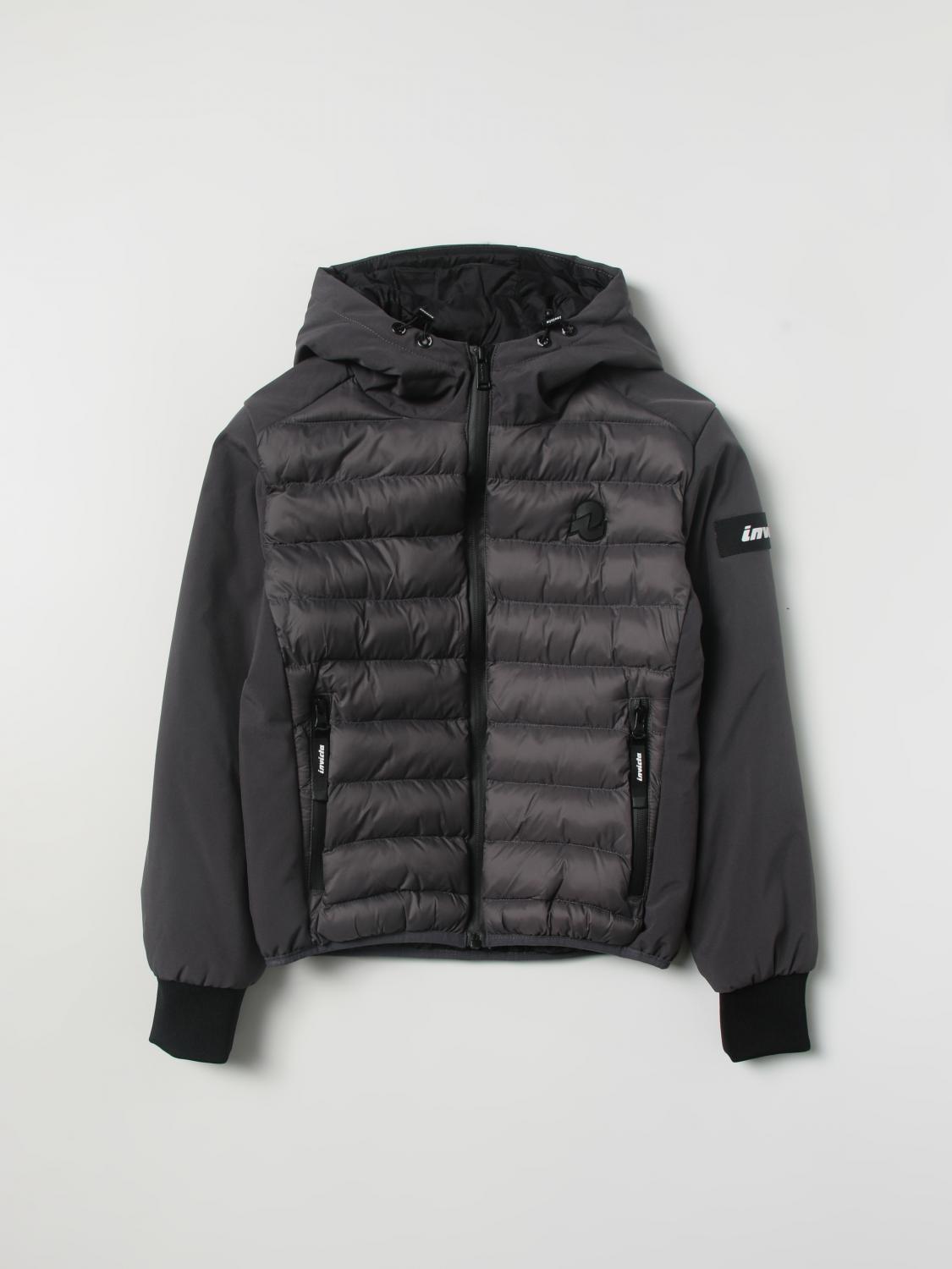 INVICTA: Piumino con cappuccio manica liscia Antracite Giacca