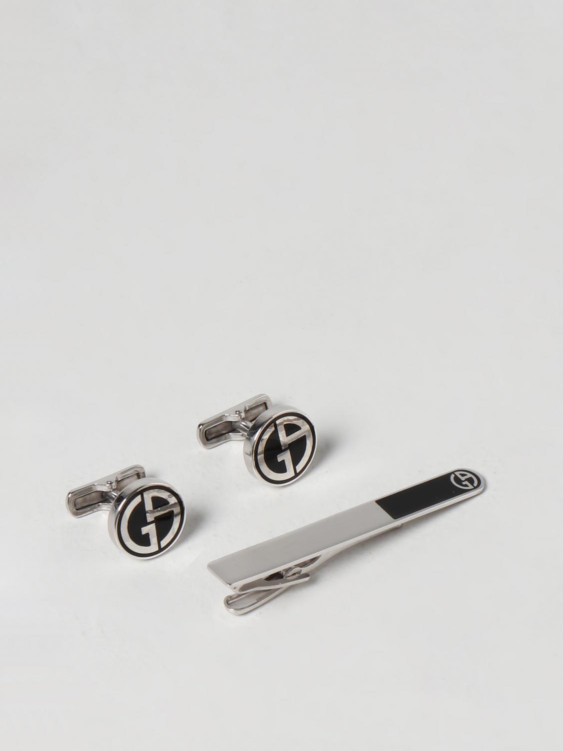 armani cufflinks and tie clip set