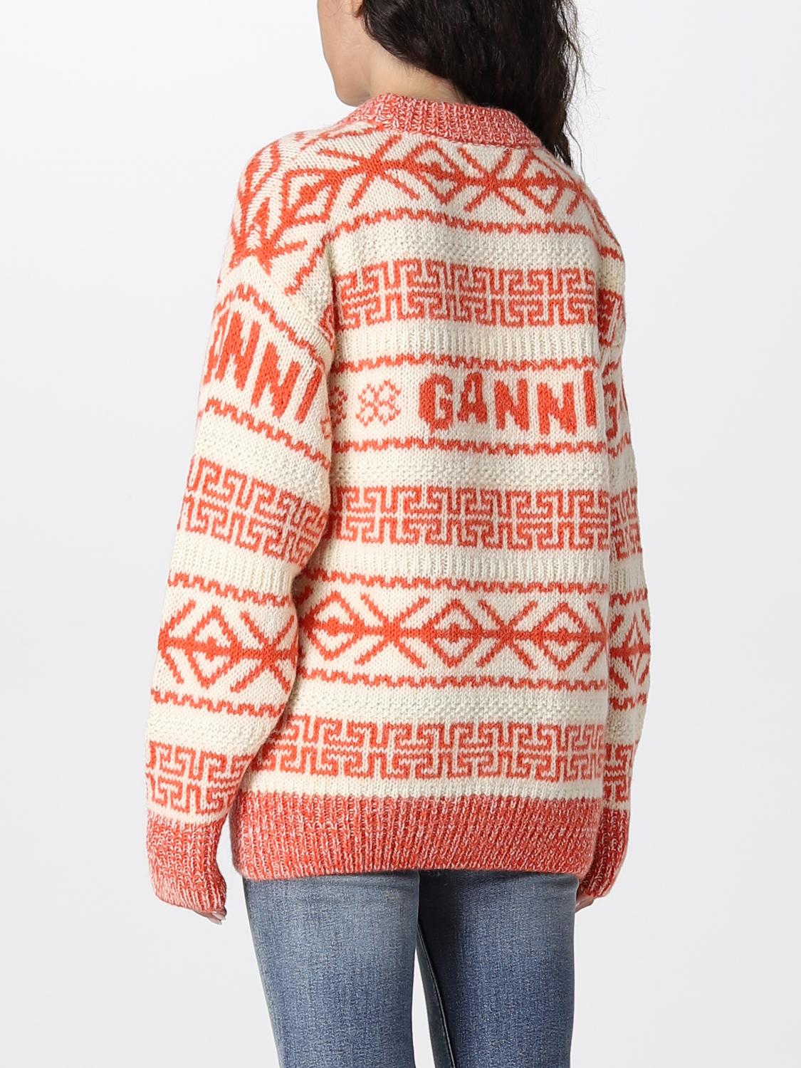 GANNI SWEATER: Ganni jacquard crewneck sweater, Red - Img 3