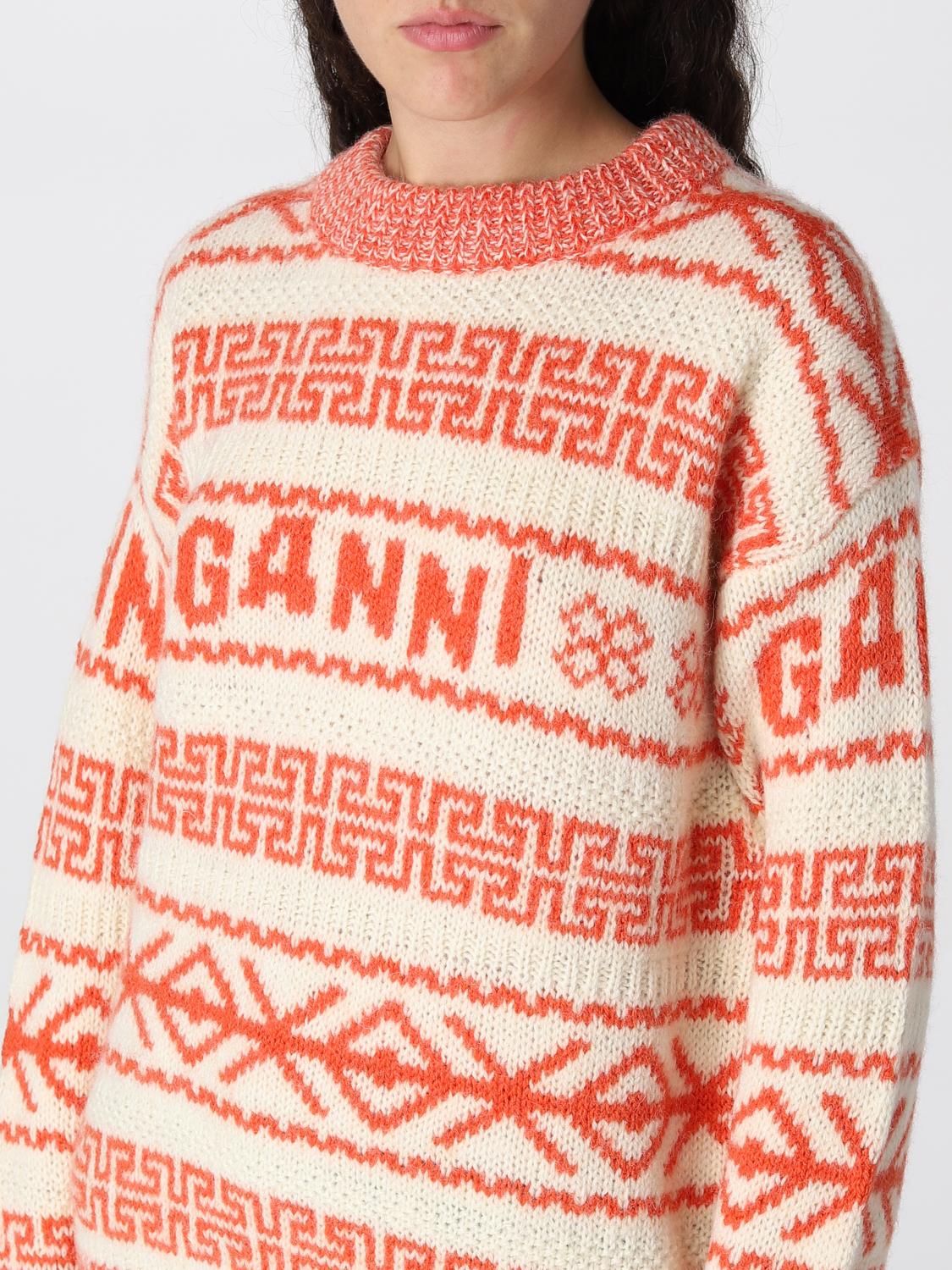 GANNI SWEATER: Ganni jacquard crewneck sweater, Red - Img 4