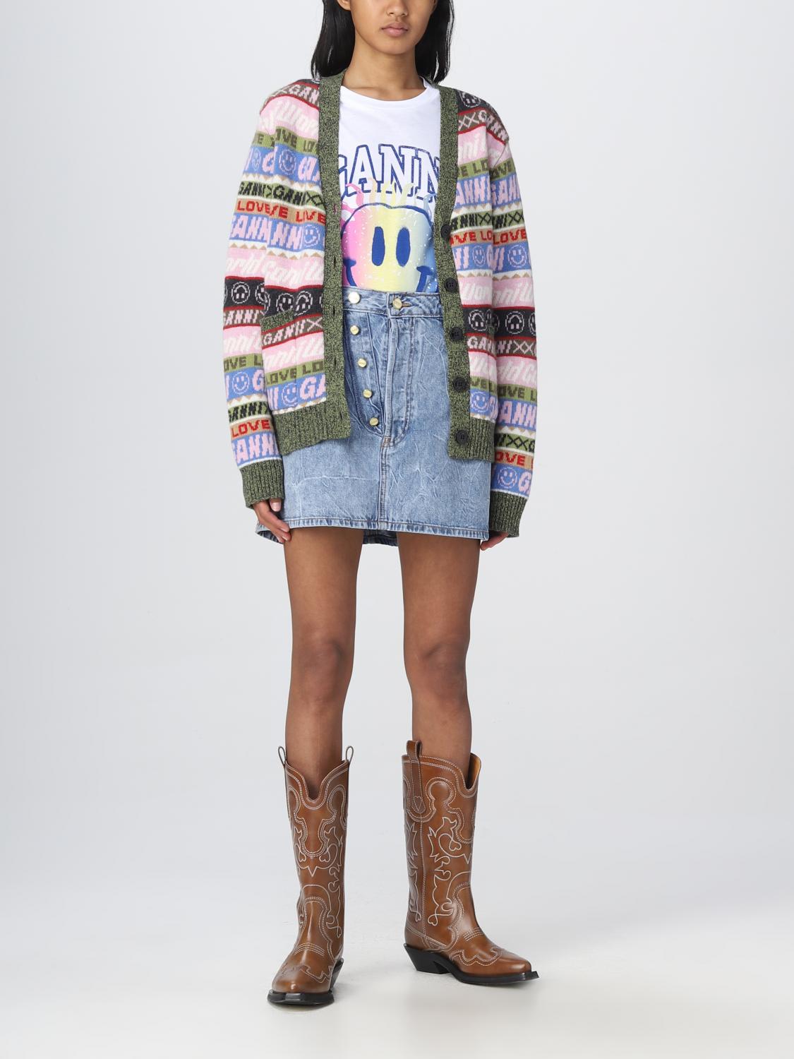 GANNI SWEATER: Ganni all-over logo jacquard cardigan, Multicolor - Img 2