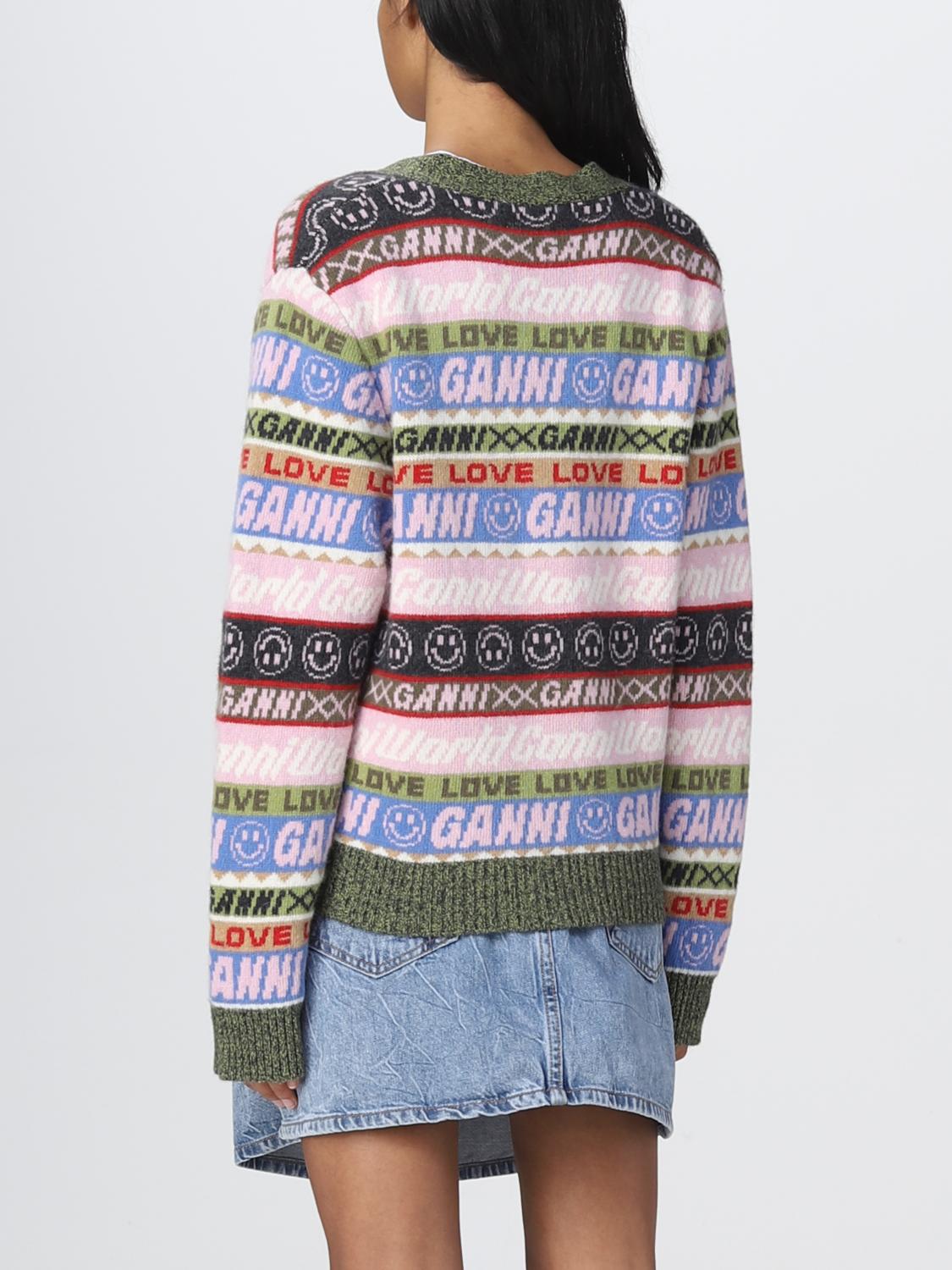 GANNI SWEATER: Ganni all-over logo jacquard cardigan, Multicolor - Img 3