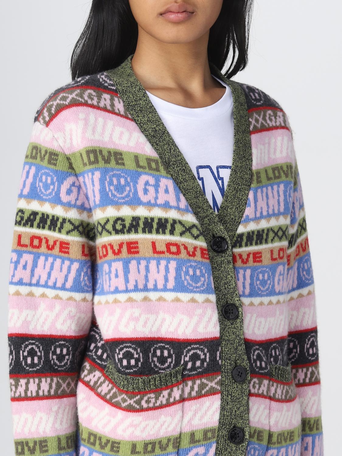 GANNI SWEATER: Ganni all-over logo jacquard cardigan, Multicolor - Img 5