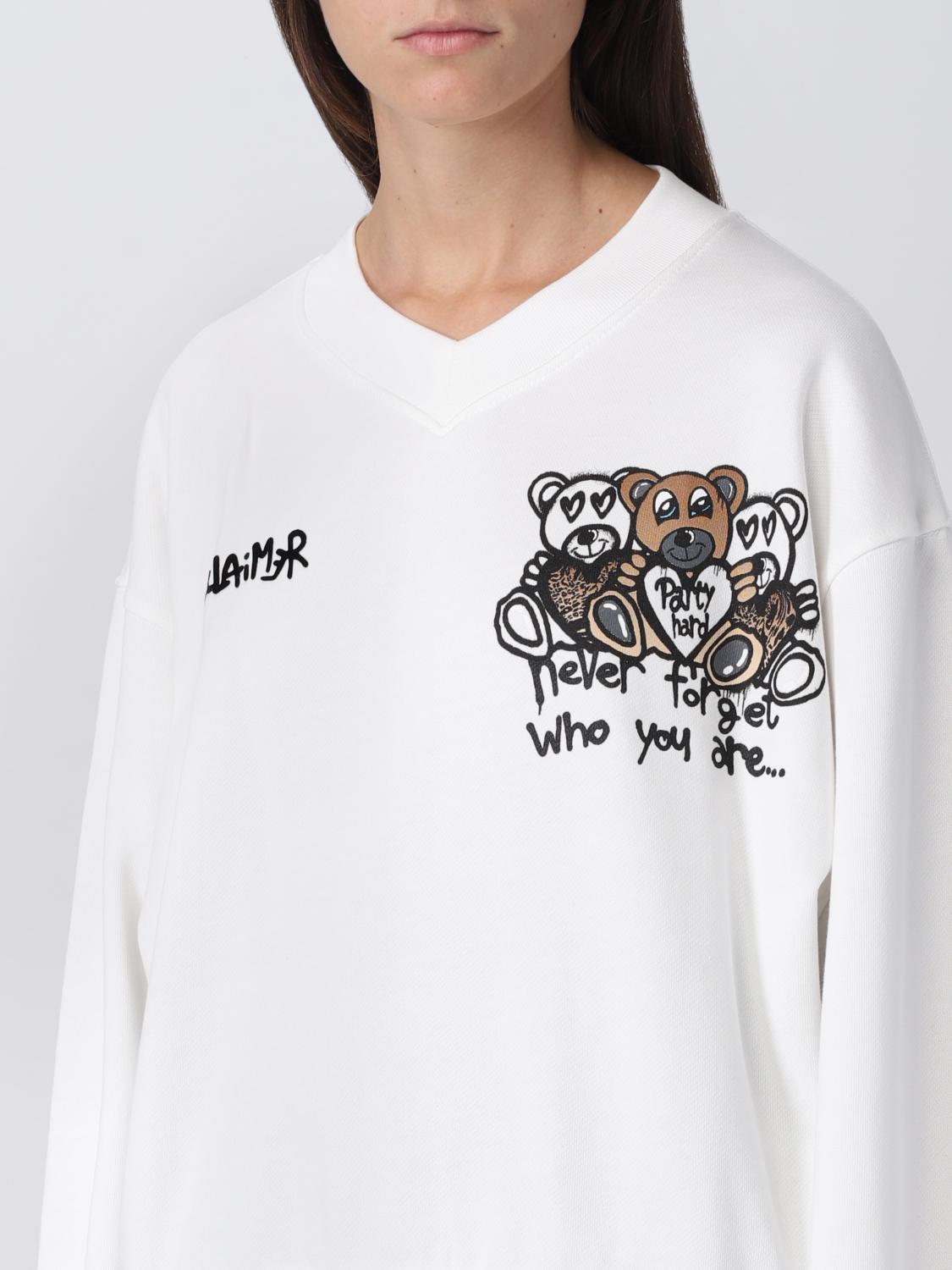 DISCLAIMER FELPA: Felpa a v Disclaimer con stampa logo, Bianco - Img 3