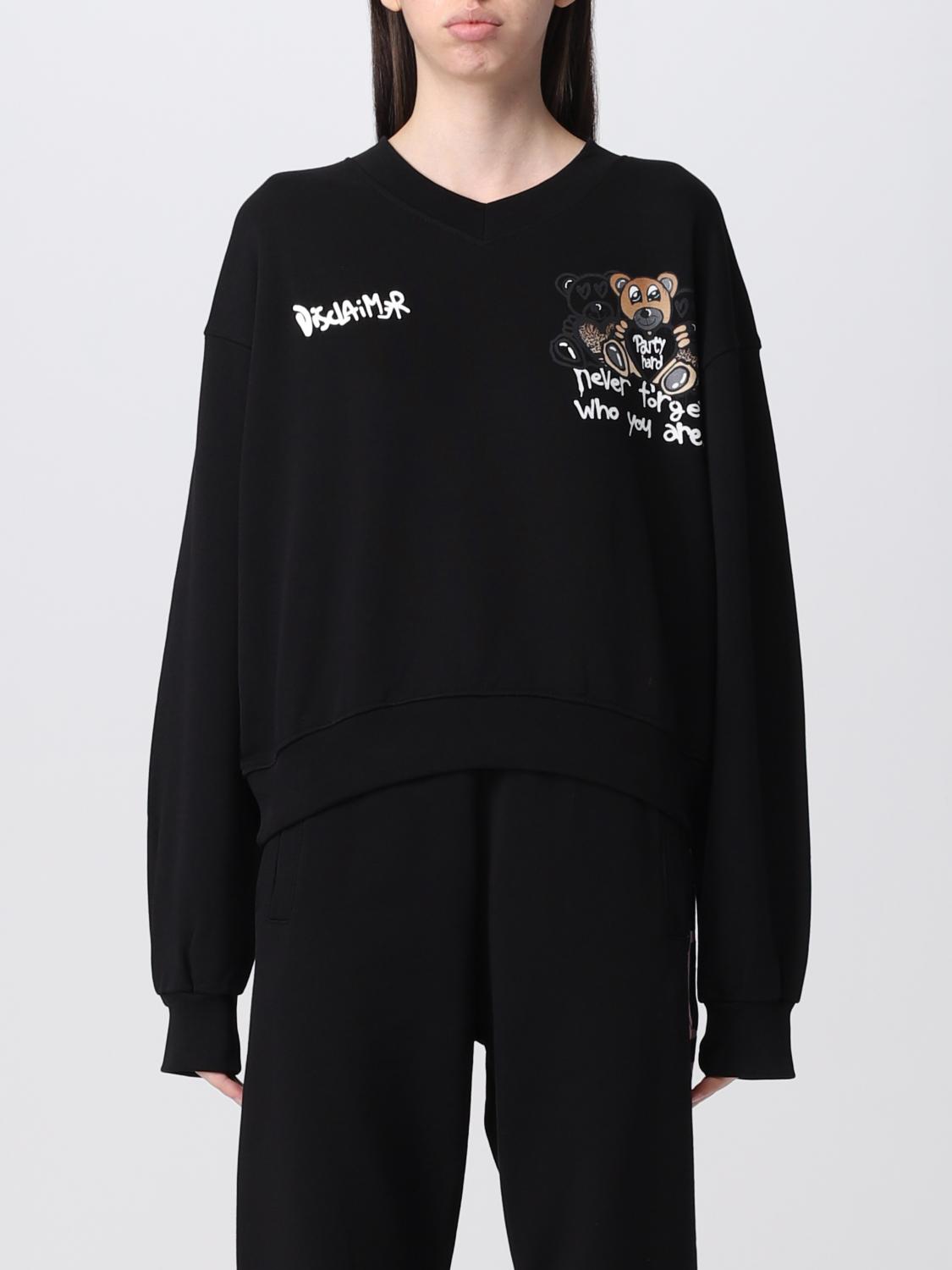 DISCLAIMER FELPA: Felpa a v Disclaimer con stampa logo, Nero - Img 1