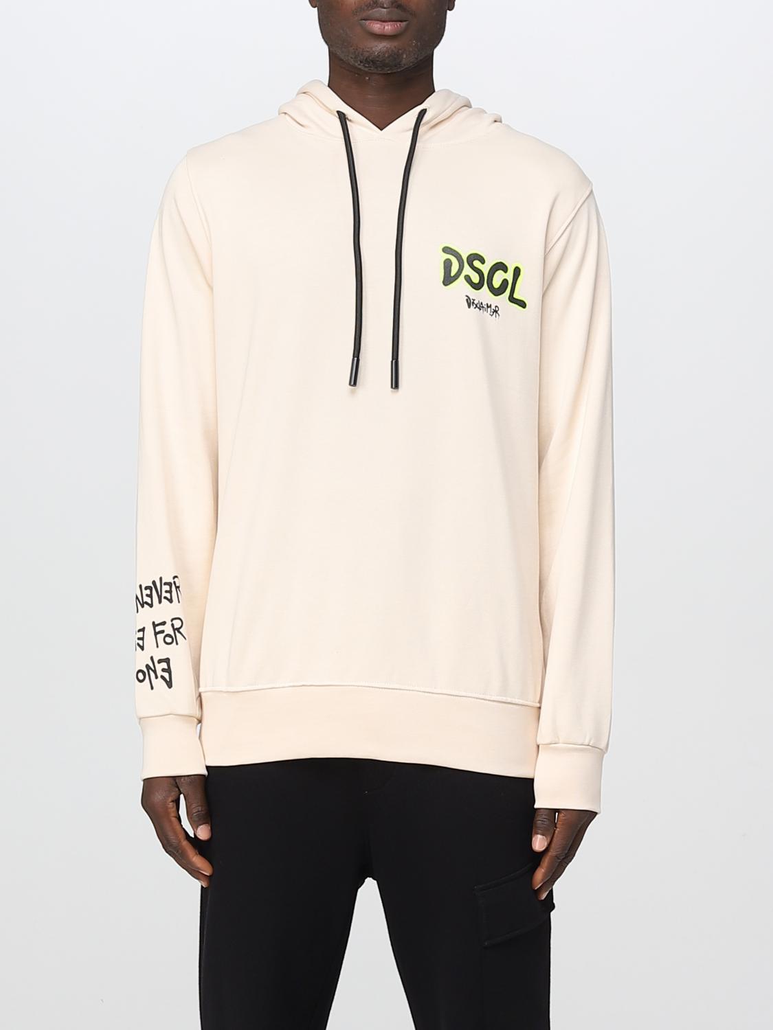 Disclaimer felpa uomo con maxi logo posteriore bianco