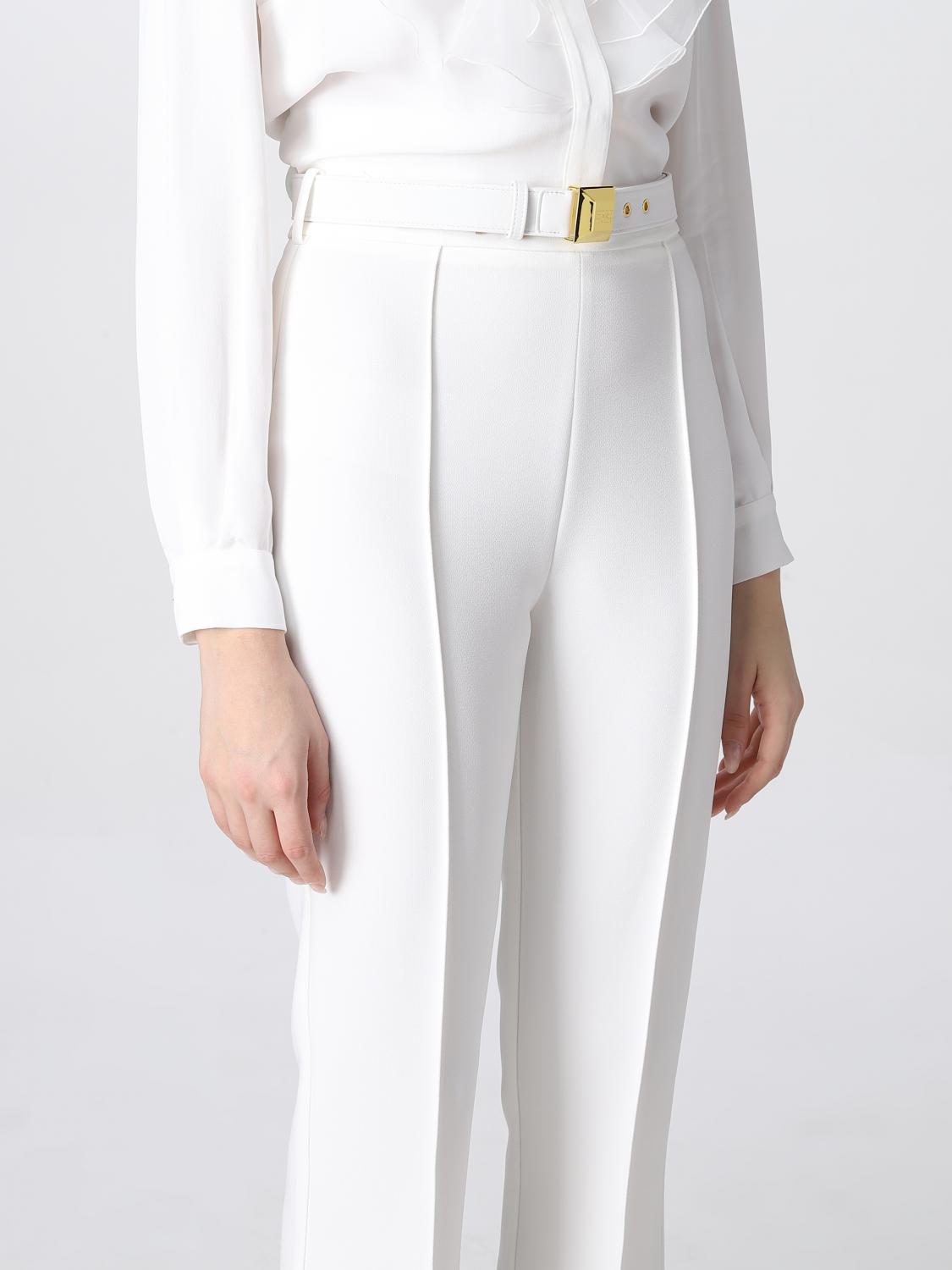 パンツ ELISABETTA FRANCHI Woman Pants Ivory PA080 360 ELISABETTA FRANCHI Woman Pants Ivory PA080 360