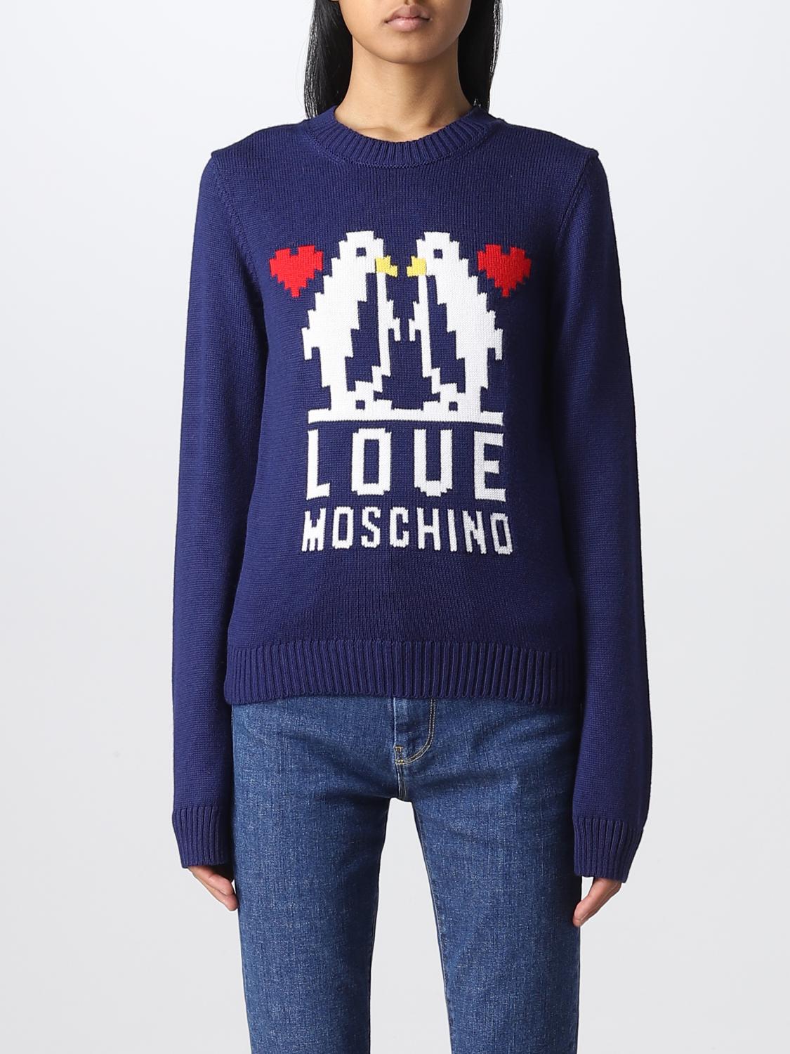 LOVE MOSCHINO Sweater women Blue Love Moschino sweater WSM3310X0046 online at GIGLIO.COM