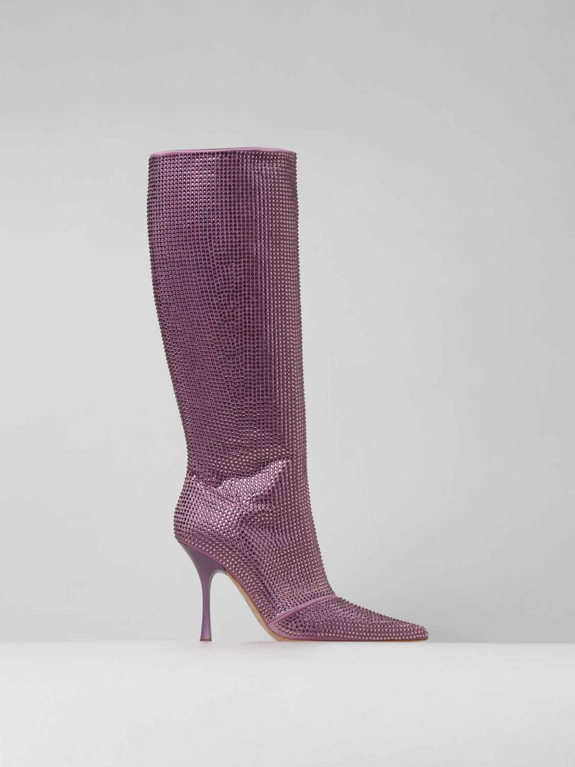 ロングブーツ LIU JO HIGH BOOT WITH RHINESTONES (SA2711TX001S1201_VIOLET) LIU JO: Leonie Hanne x boot in satin and rhinestones