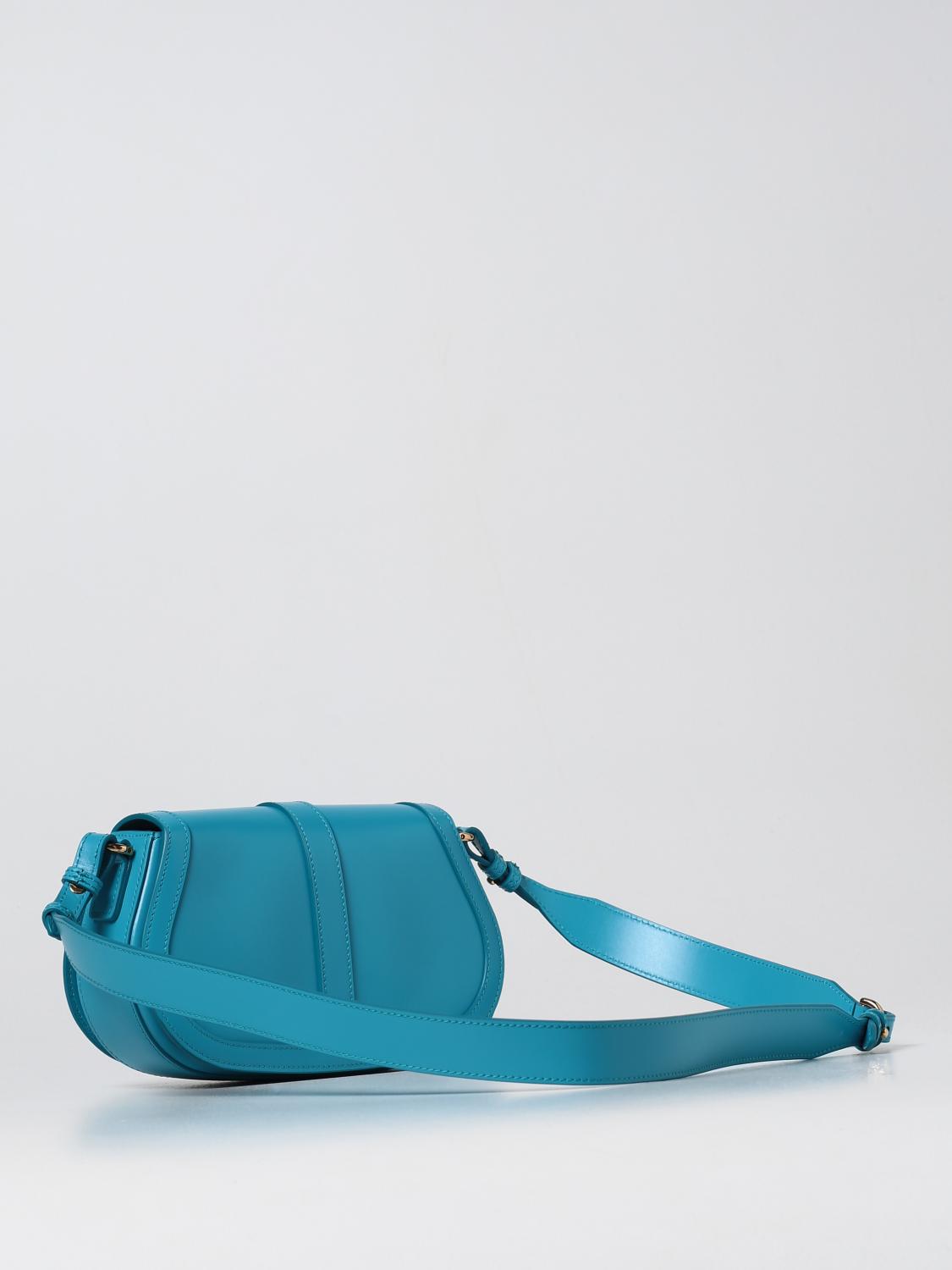 VERSACE BORSA A SPALLA: Borsa La Greca Versace in pelle, Azzurro - Img 2