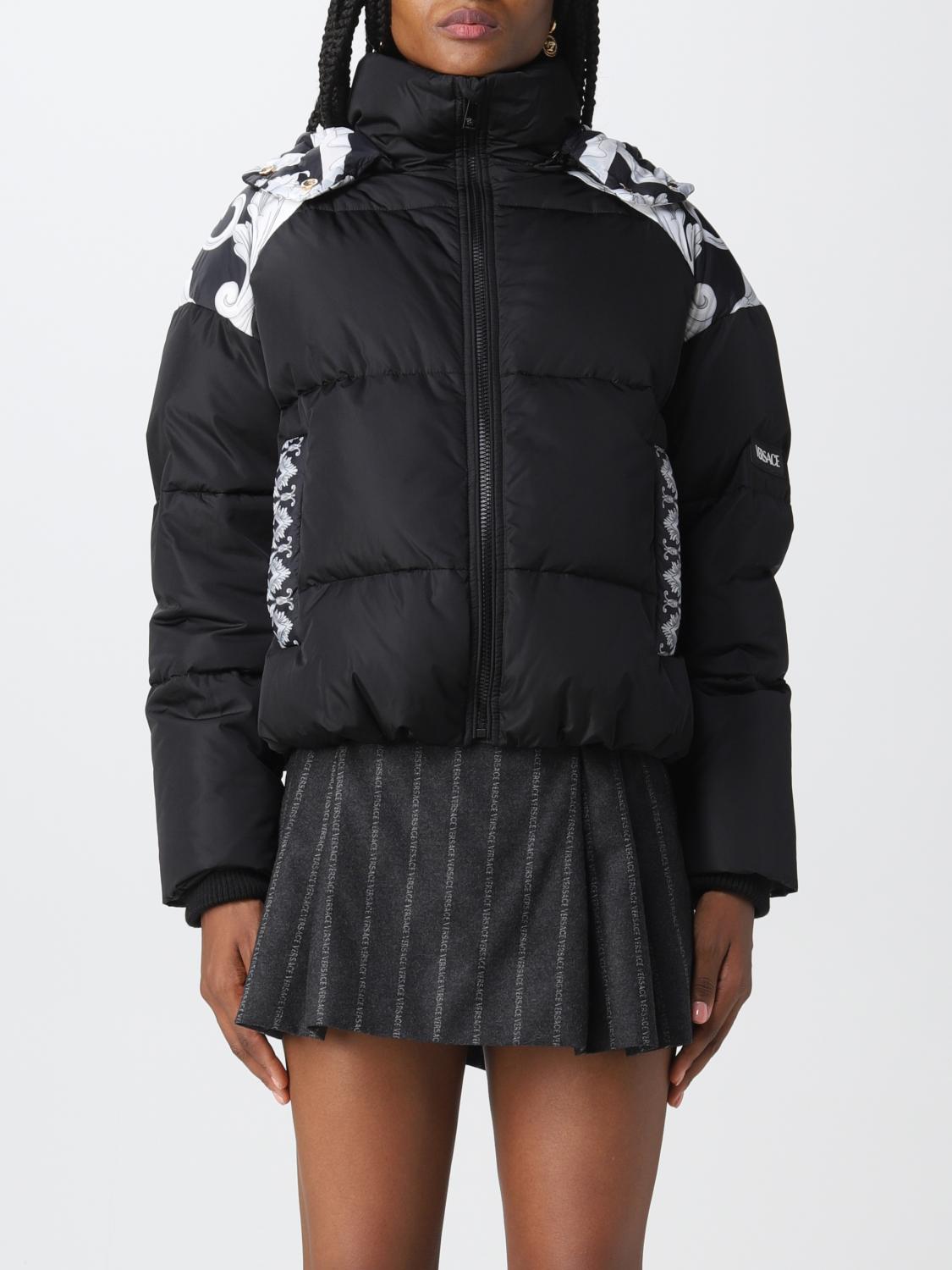 VERSACE JACKET: Versace Silver Baroque padded nylon down jacket, Black - Img 1