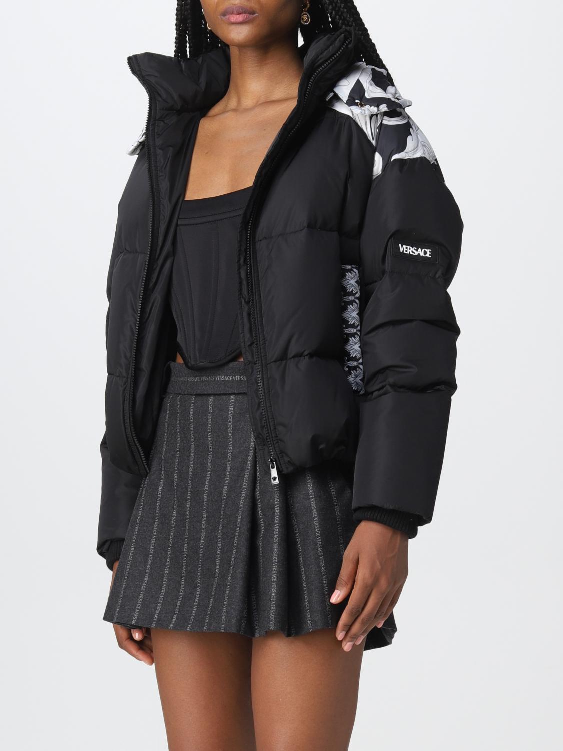 VERSACE JACKET: Versace Silver Baroque padded nylon down jacket, Black - Img 4