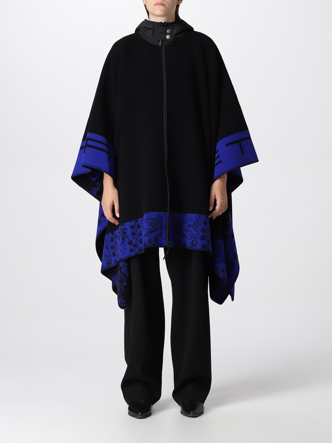 ETRO CAPE: Etro cape with hood and zipper, Black - Img 1