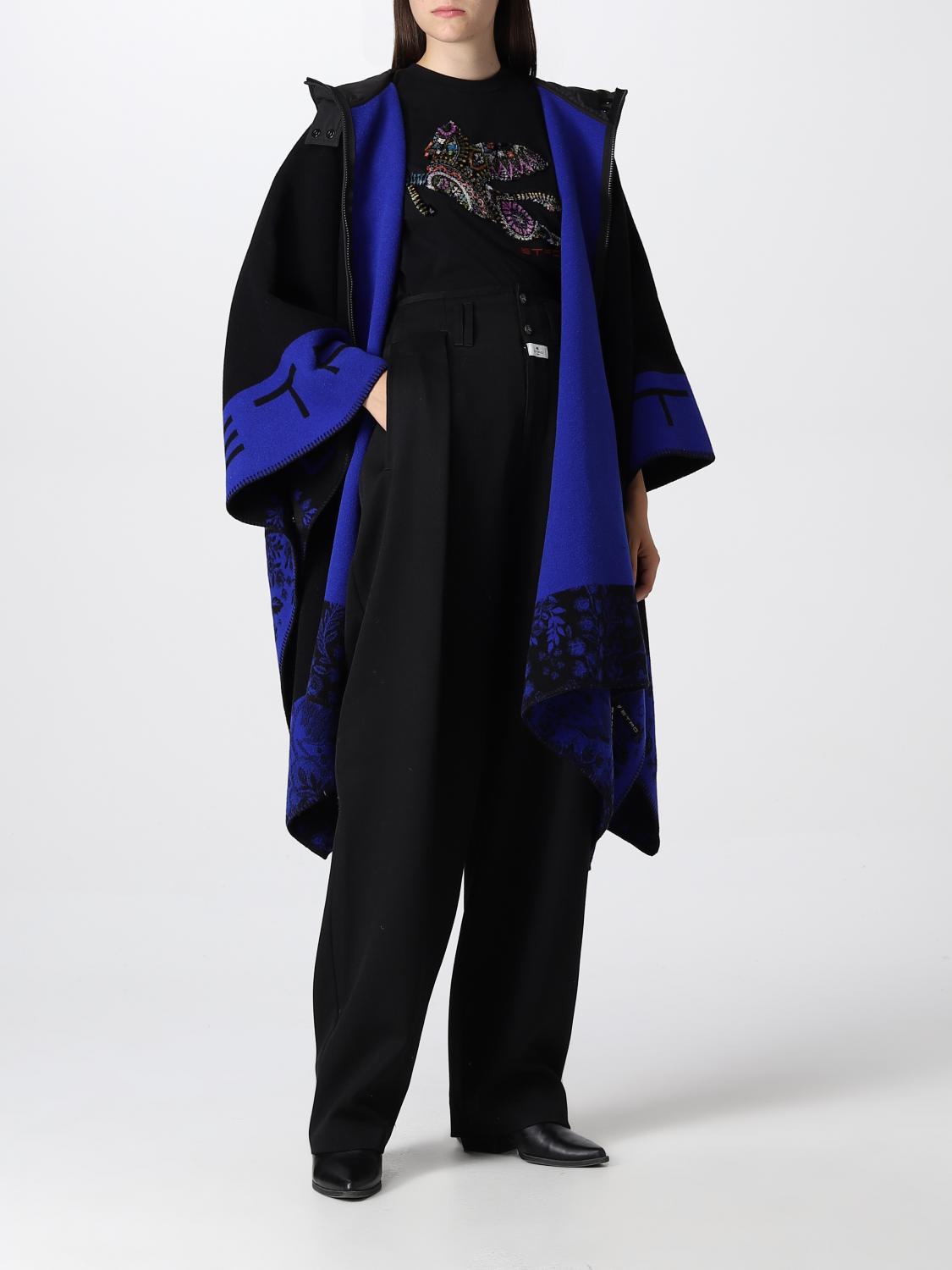 ETRO CAPE: Etro cape with hood and zipper, Black - Img 2