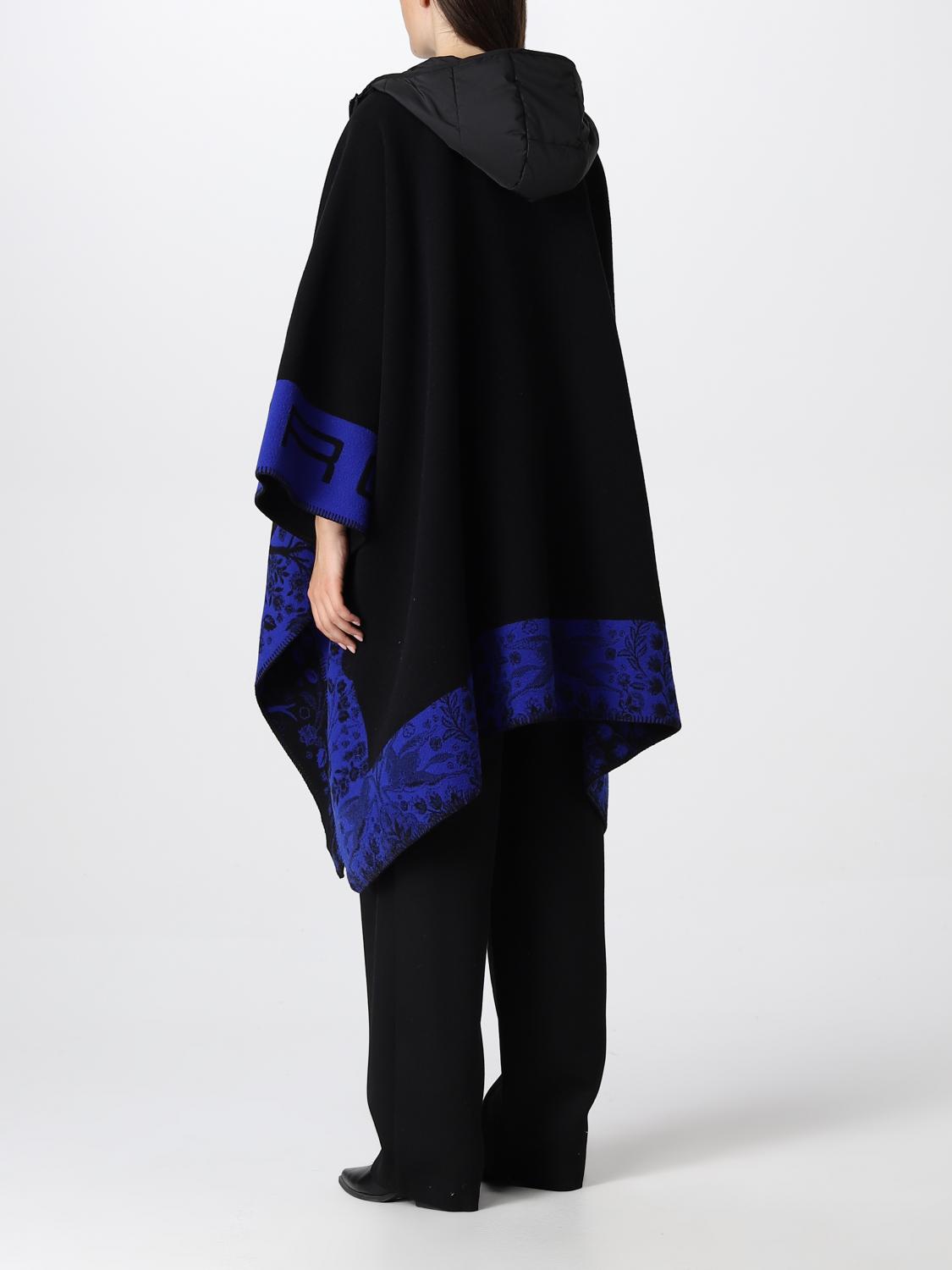 ETRO CAPE: Etro cape with hood and zipper, Black - Img 3
